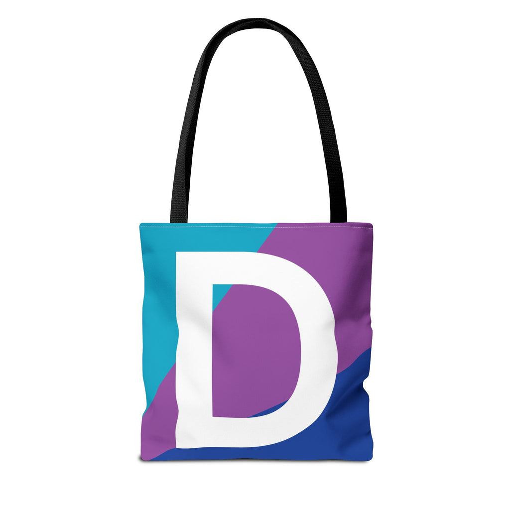 Monogram 'D' Colorblock Tote Bag — Personalized Initial D Shoulder Tote