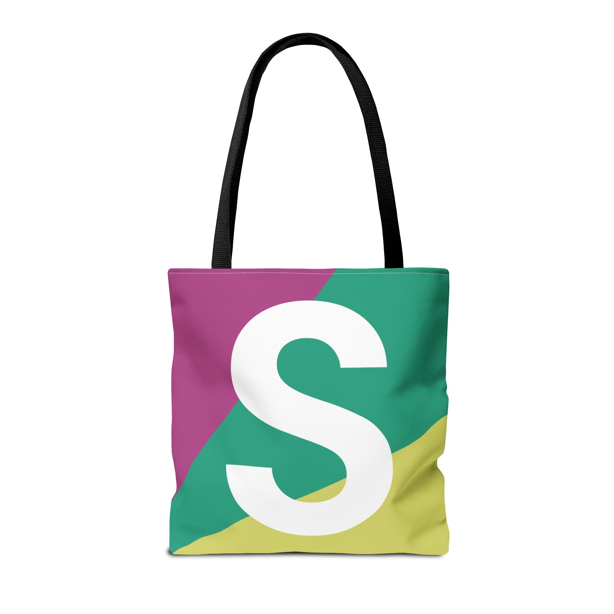 Monogram 'S' Colorblock Tote Bag — Personalized Initial S Shoulder Tote