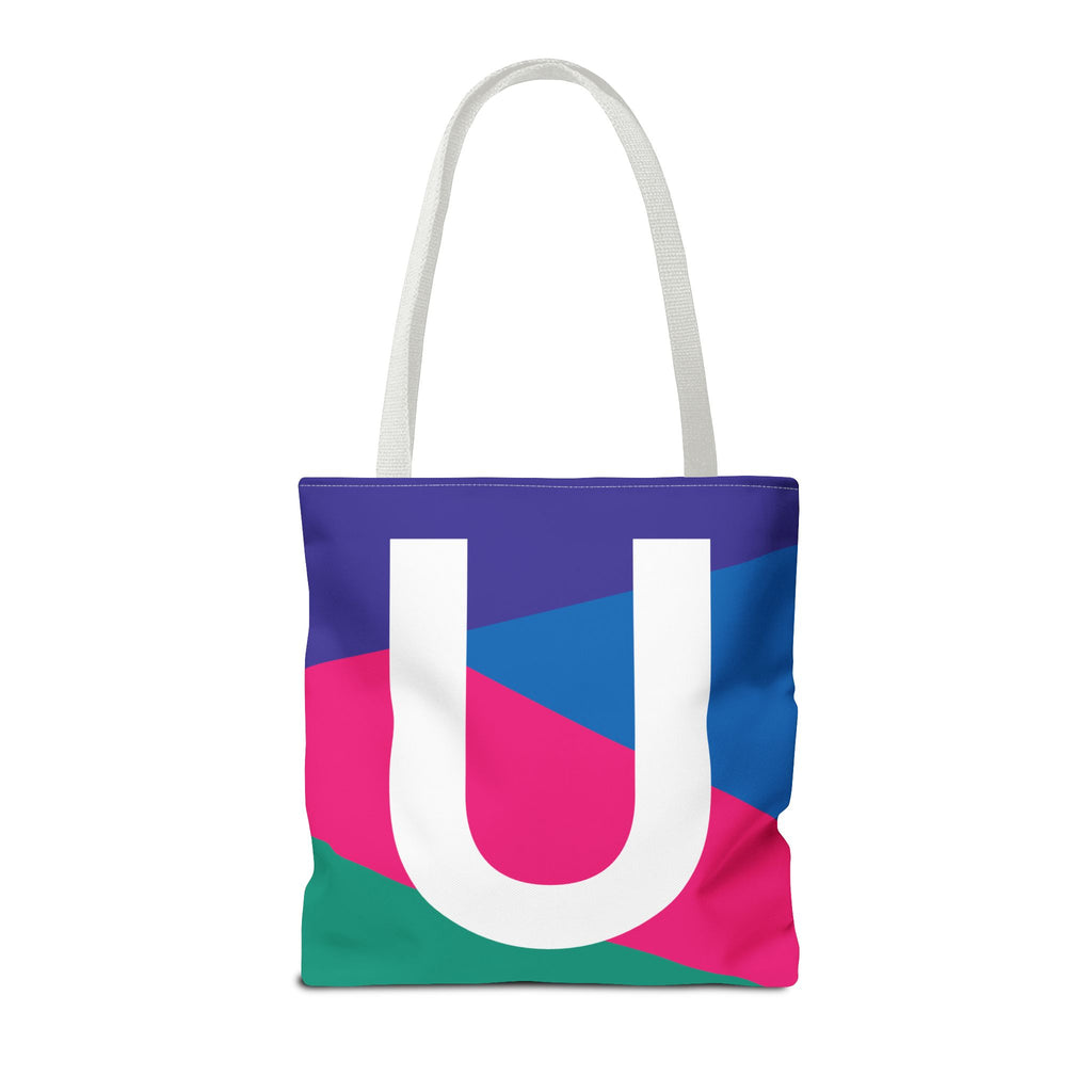 Monogram 'U' Colorblock Tote Bag — Personalized Initial U Shoulder Tote