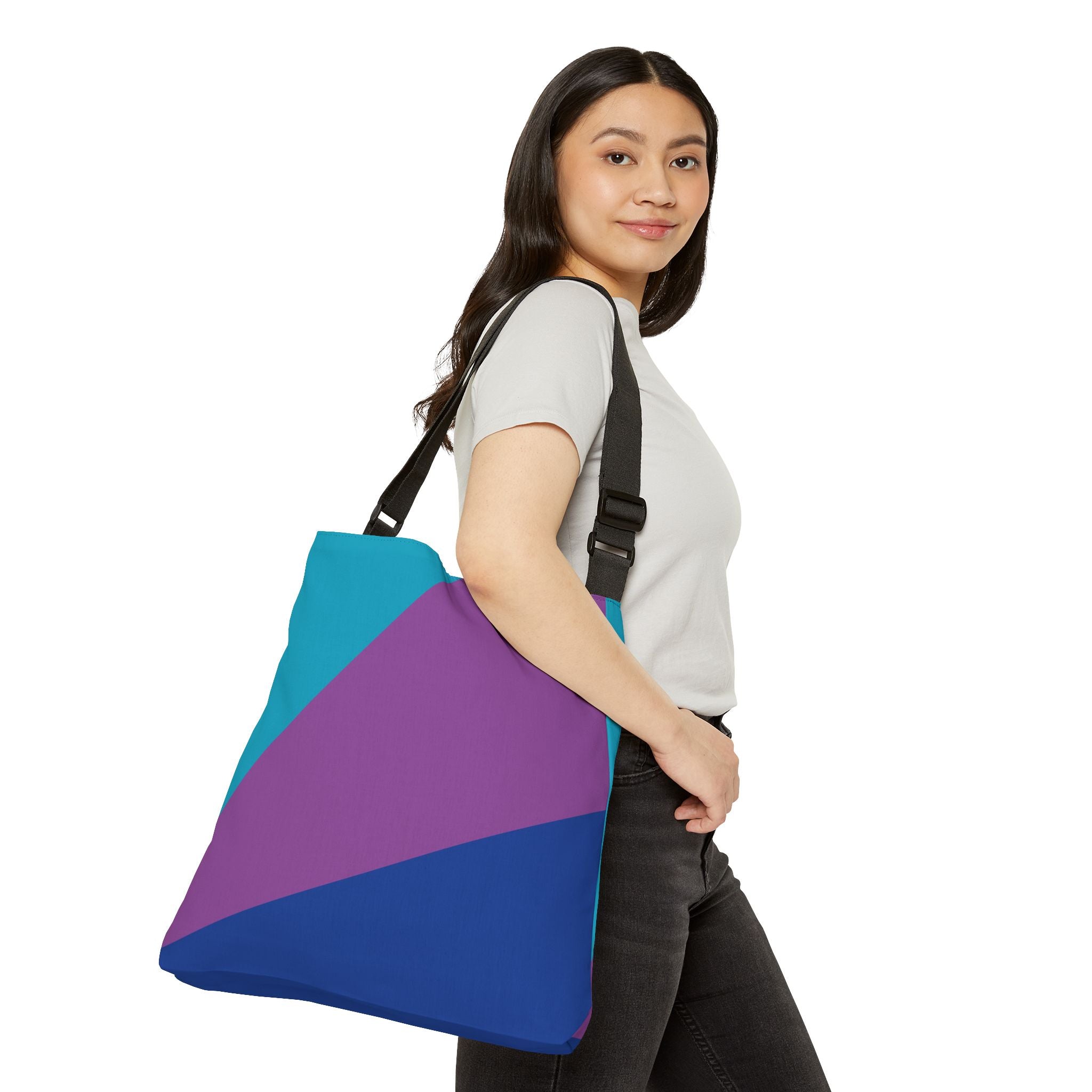 Colorblock Geometric Tote Bag — Adjustable Strap, Bright Abstract Pattern