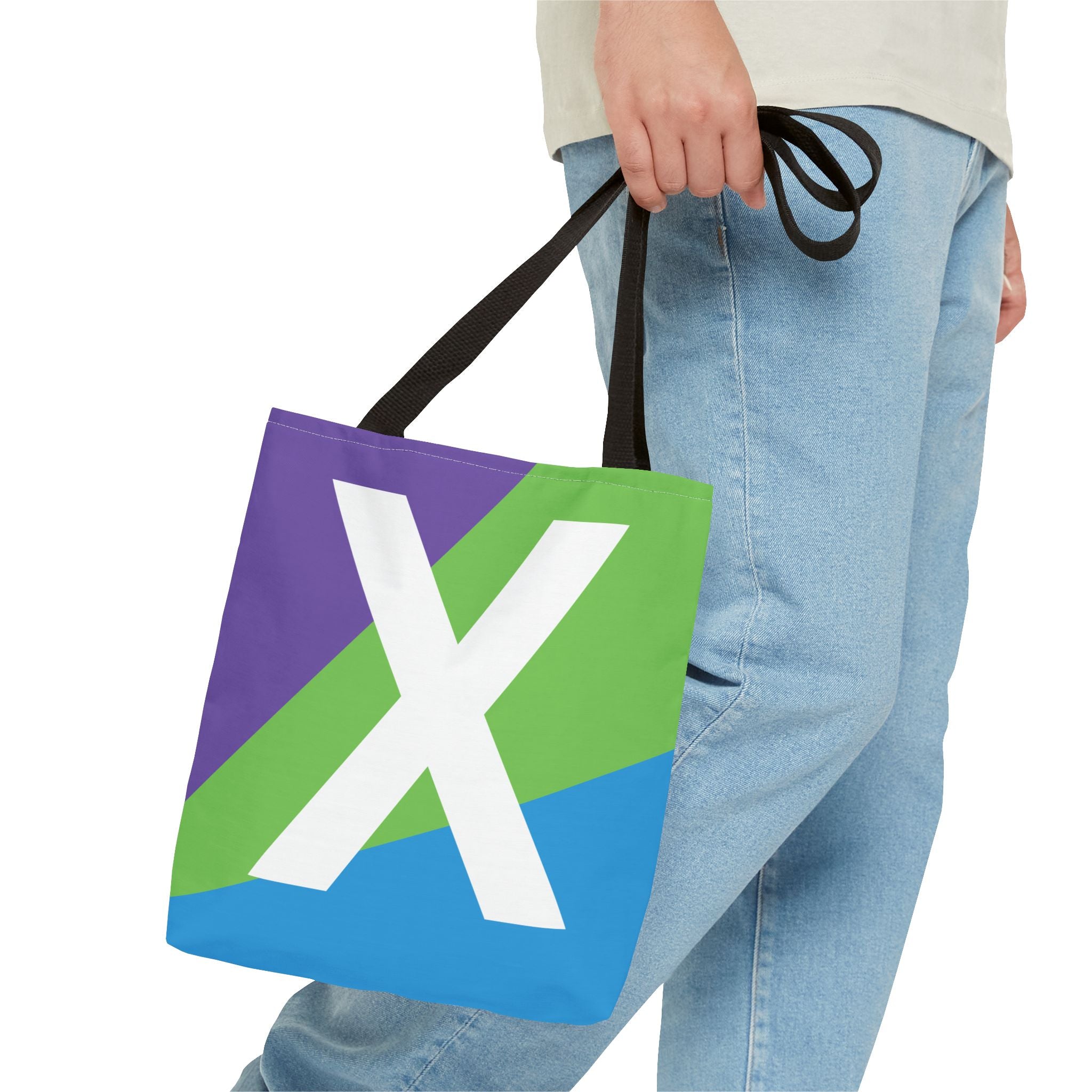 Monogram 'X' Colorblock Tote Bag — Personalized Initial X Shoulder Tote