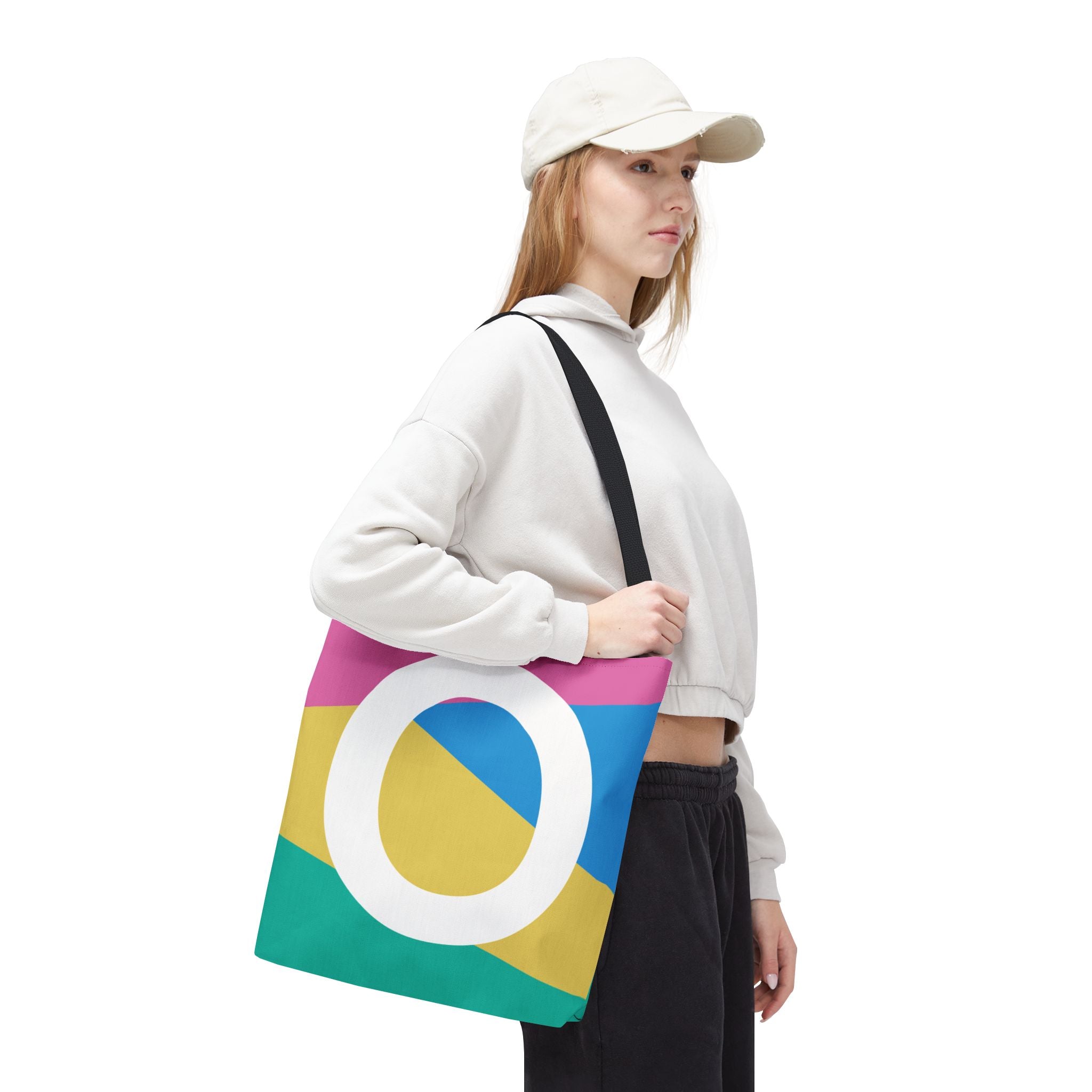Monogram 'O' Colorblock Tote Bag — Personalized Initial O Shoulder Tote