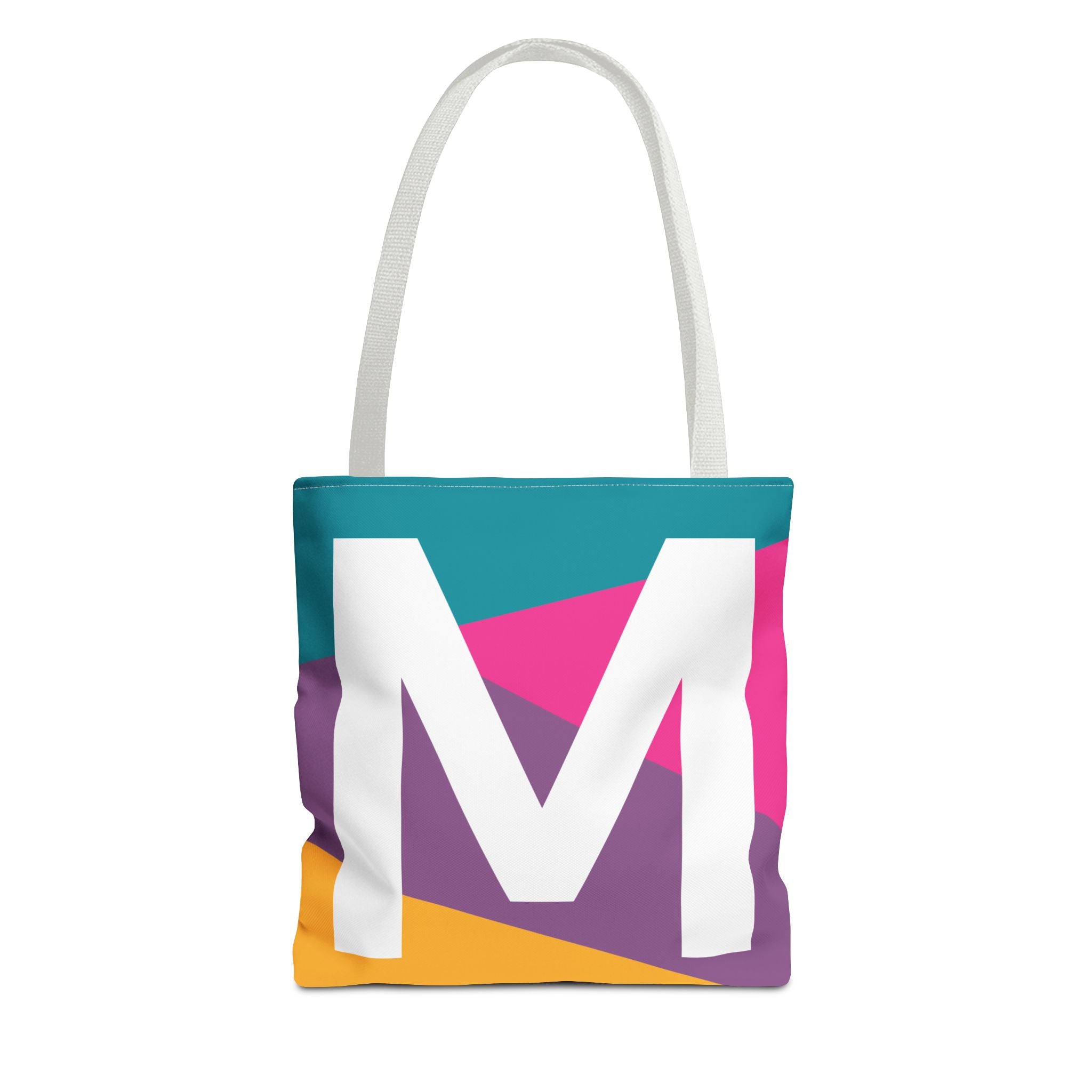 Monogram 'M' Colorblock Tote Bag — Personalized Initial M Shoulder Tote