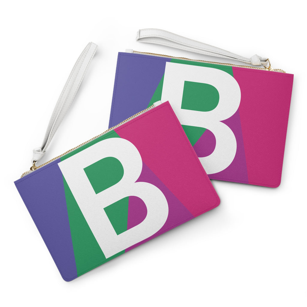 Monogram 'B' Colorblock Clutch Bag — Bold Geometric Wristlet for Everyday & Gifts