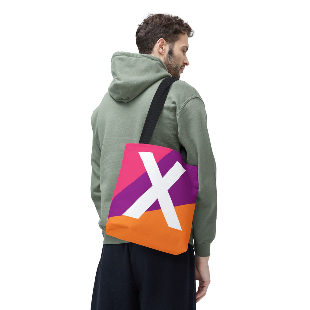 Monogram 'X' Colorblock Tote Bag — Personalized Initial X Shoulder Tote