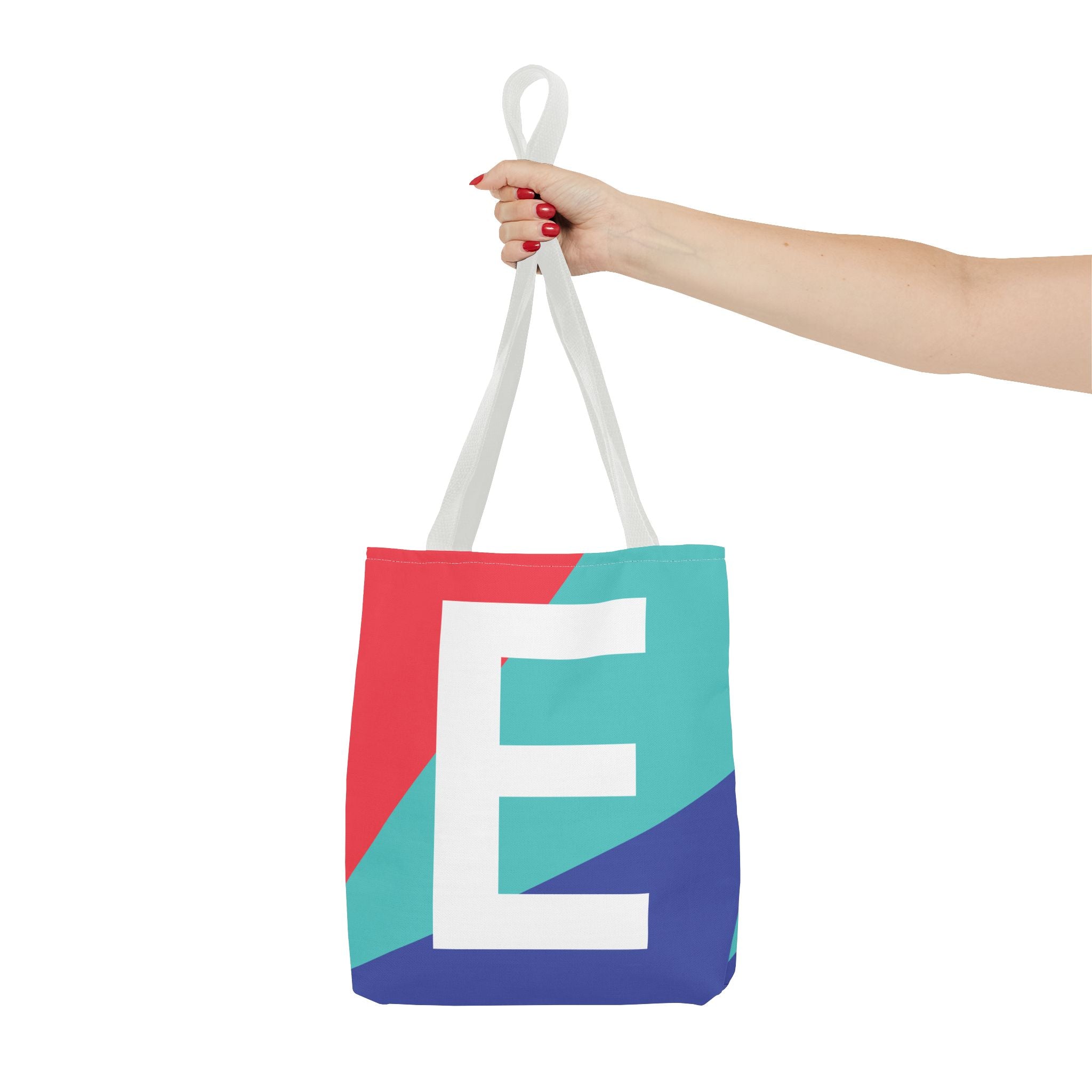 Monogram 'E' Colorblock Tote Bag — Personalized Initial E Shoulder Tote