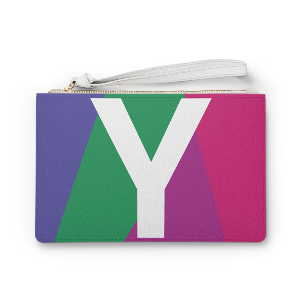 Monogram 'Y' Colorblock Clutch Bag — Bold Geometric Wristlet for Everyday & Gifts