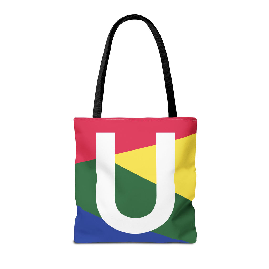 Monogram 'U' Colorblock Tote Bag — Personalized Initial U Shoulder Tote
