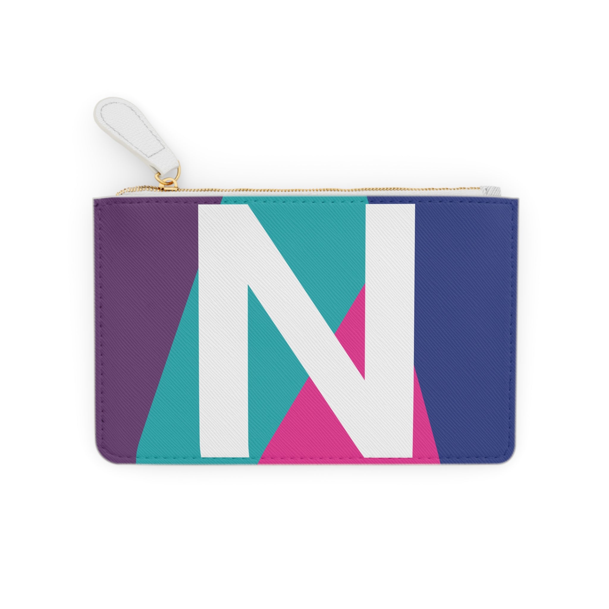 Initial N Mini Clutch — Colorblock Monogram Wristlet Wallet