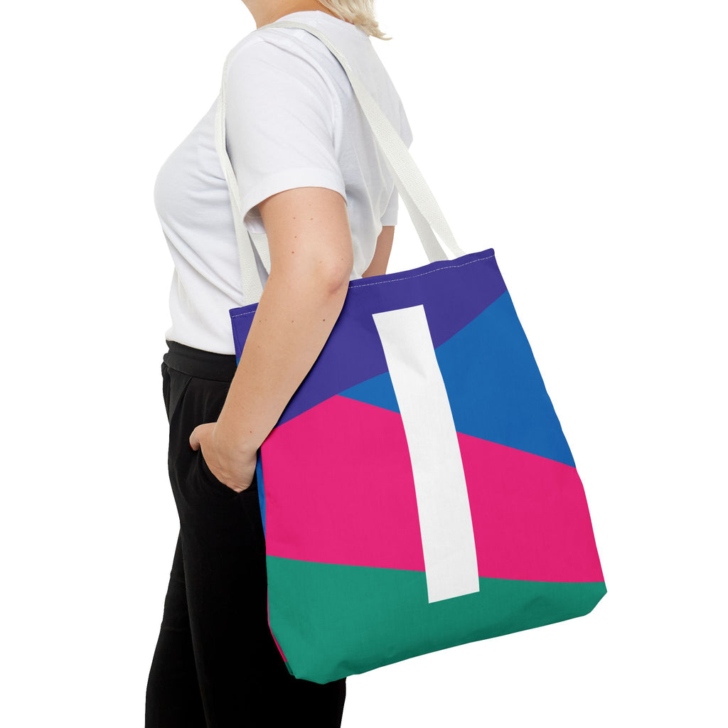 Monogram 'I' Colorblock Tote Bag — Personalized Initial I Shoulder Tote