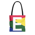 Monogram 'E' Colorblock Tote Bag — Personalized Initial E Shoulder Tote