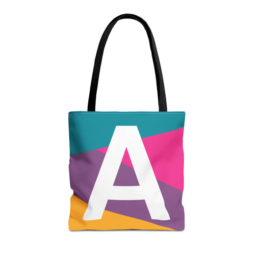 Monogram 'A' Colorblock Tote Bag — Personalized Initial A Shoulder Tote