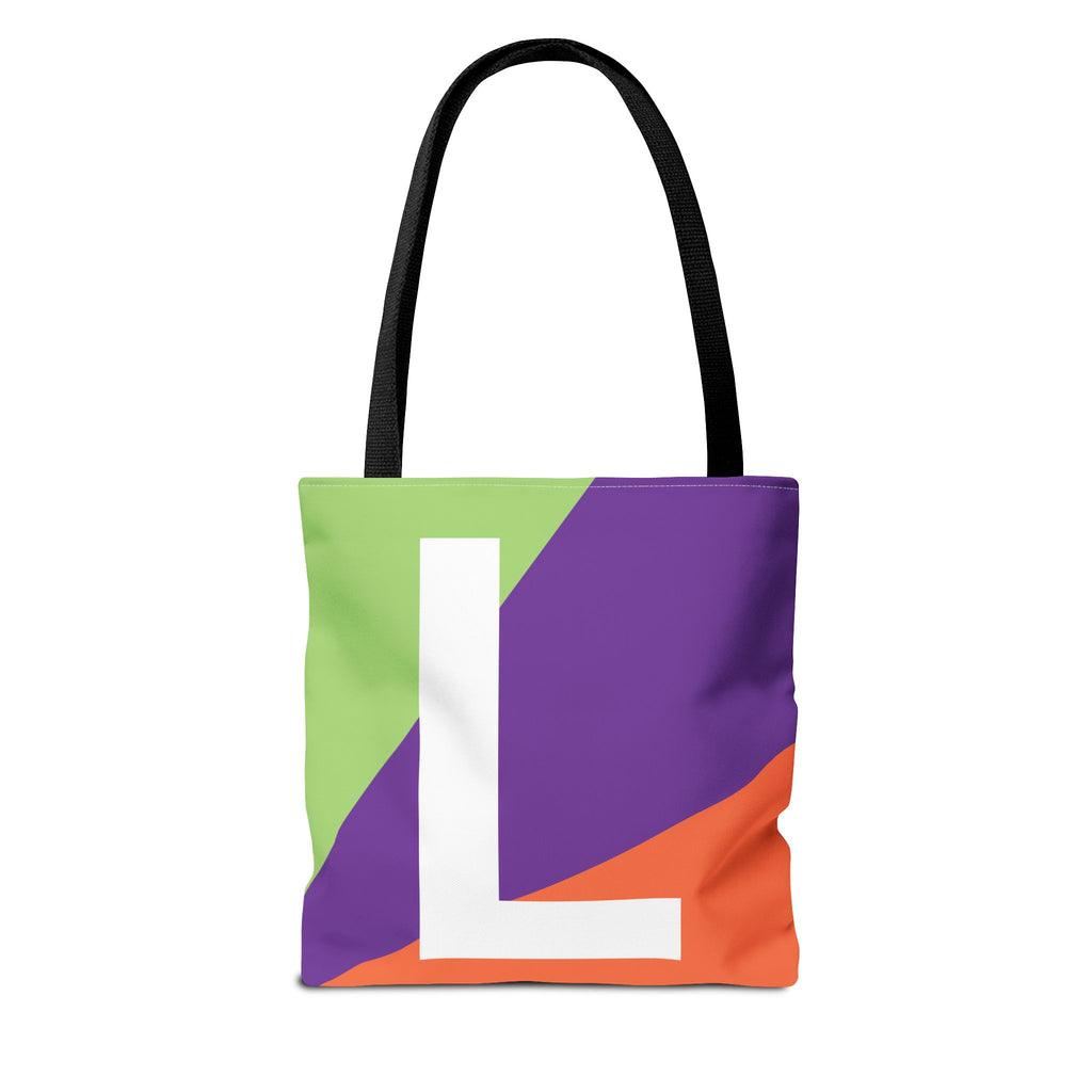 Monogram 'L' Colorblock Tote Bag — Personalized Initial L Shoulder Tote