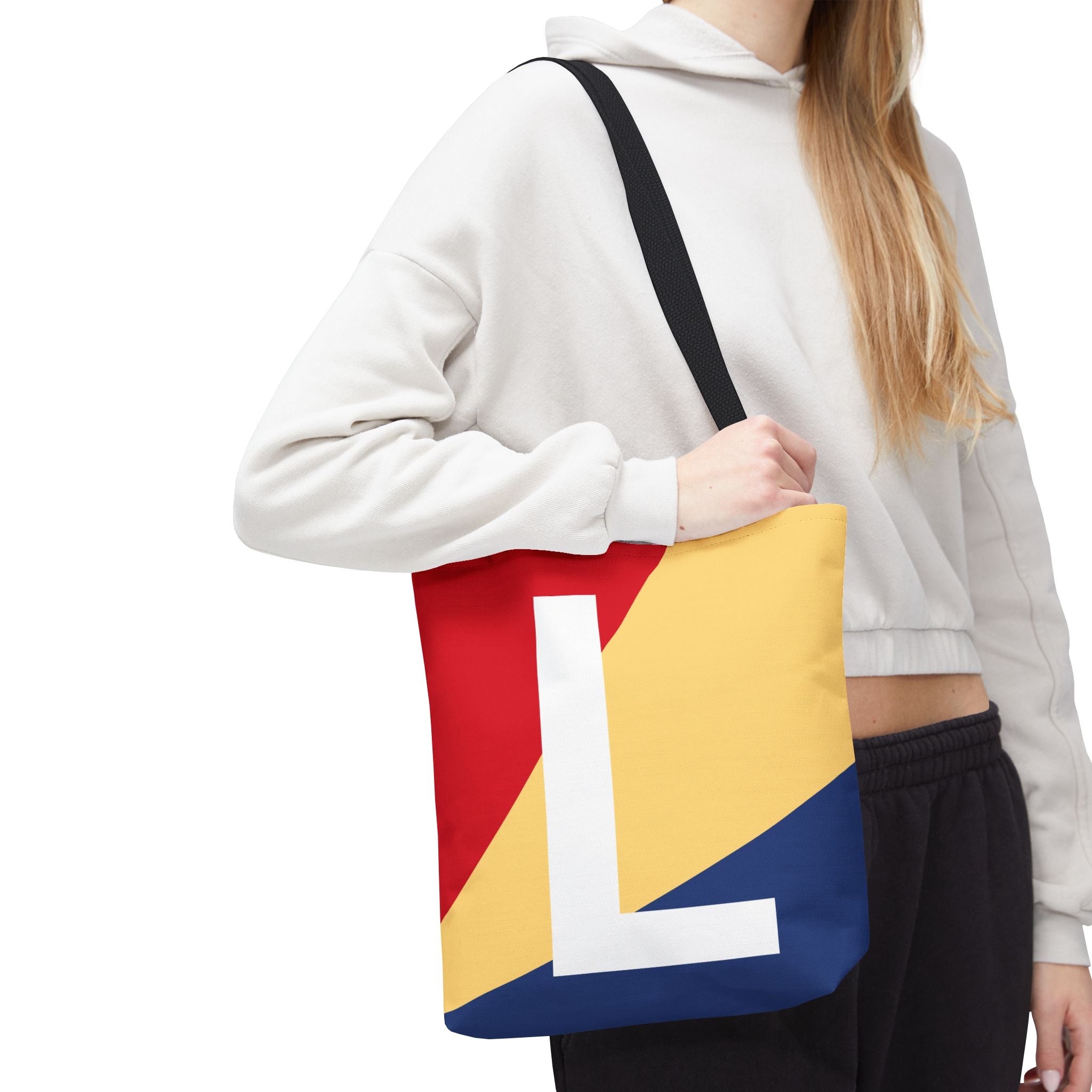 Monogram 'L' Colorblock Tote Bag — Personalized Initial L Shoulder Tote