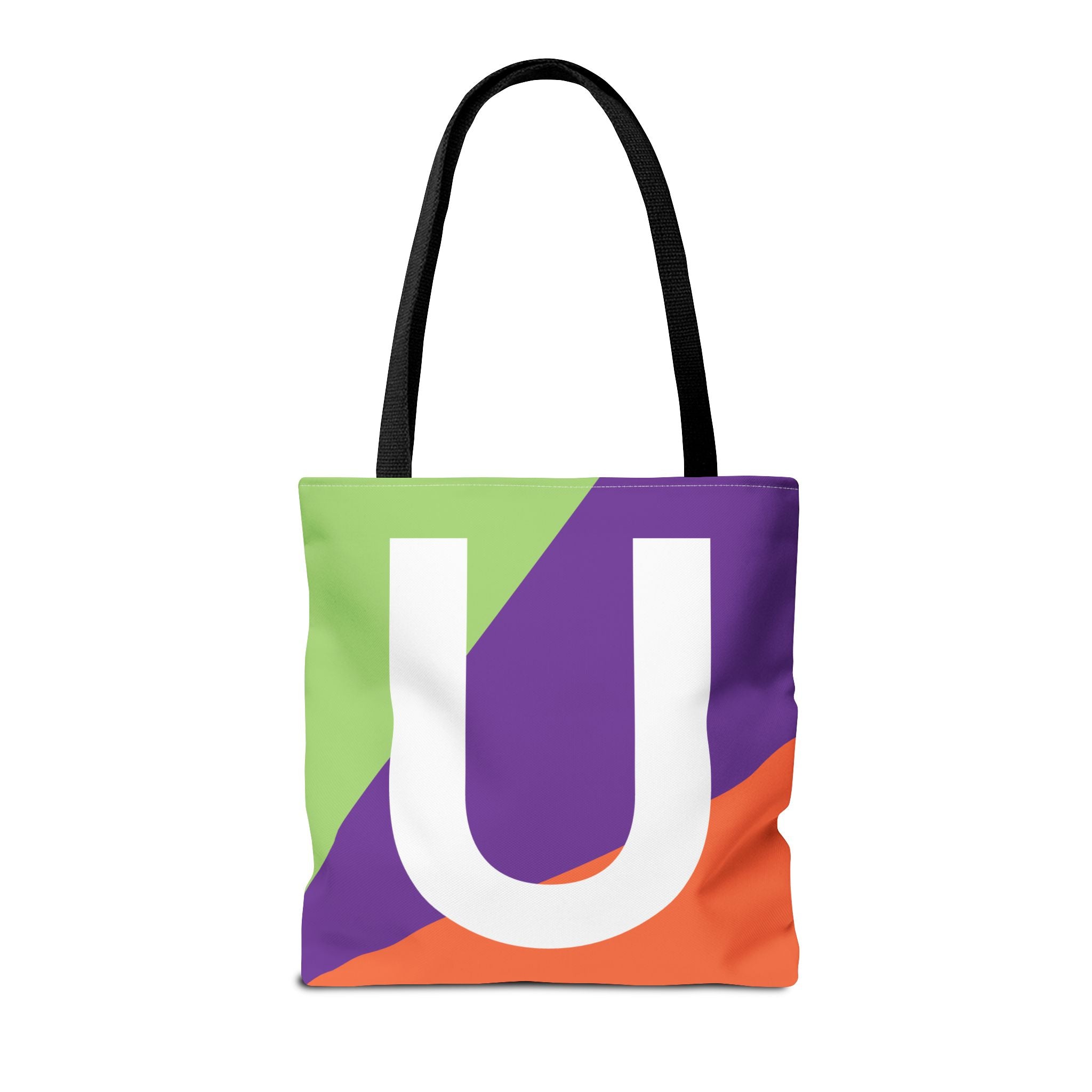 Monogram 'U' Colorblock Tote Bag — Personalized Initial U Shoulder Tote
