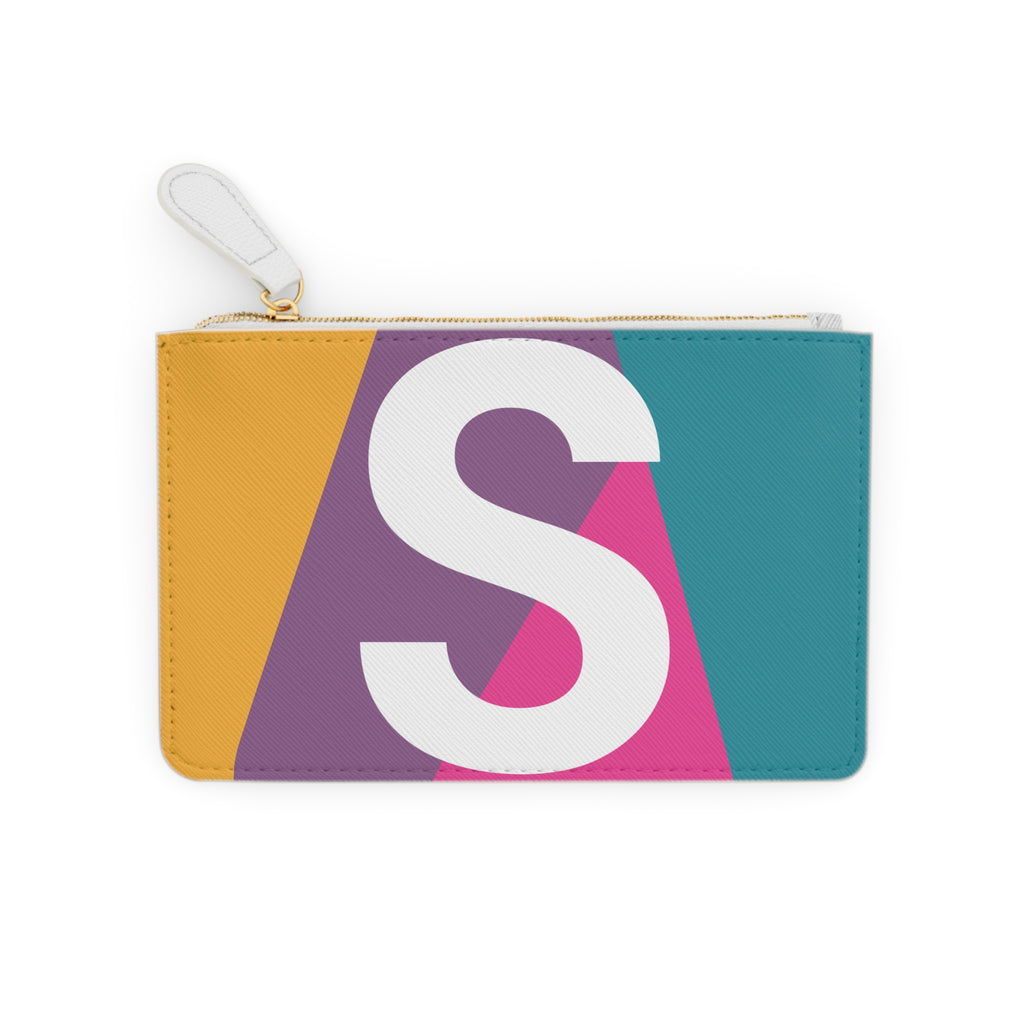 Initial S Mini Clutch — Colorblock Monogram Wristlet Wallet