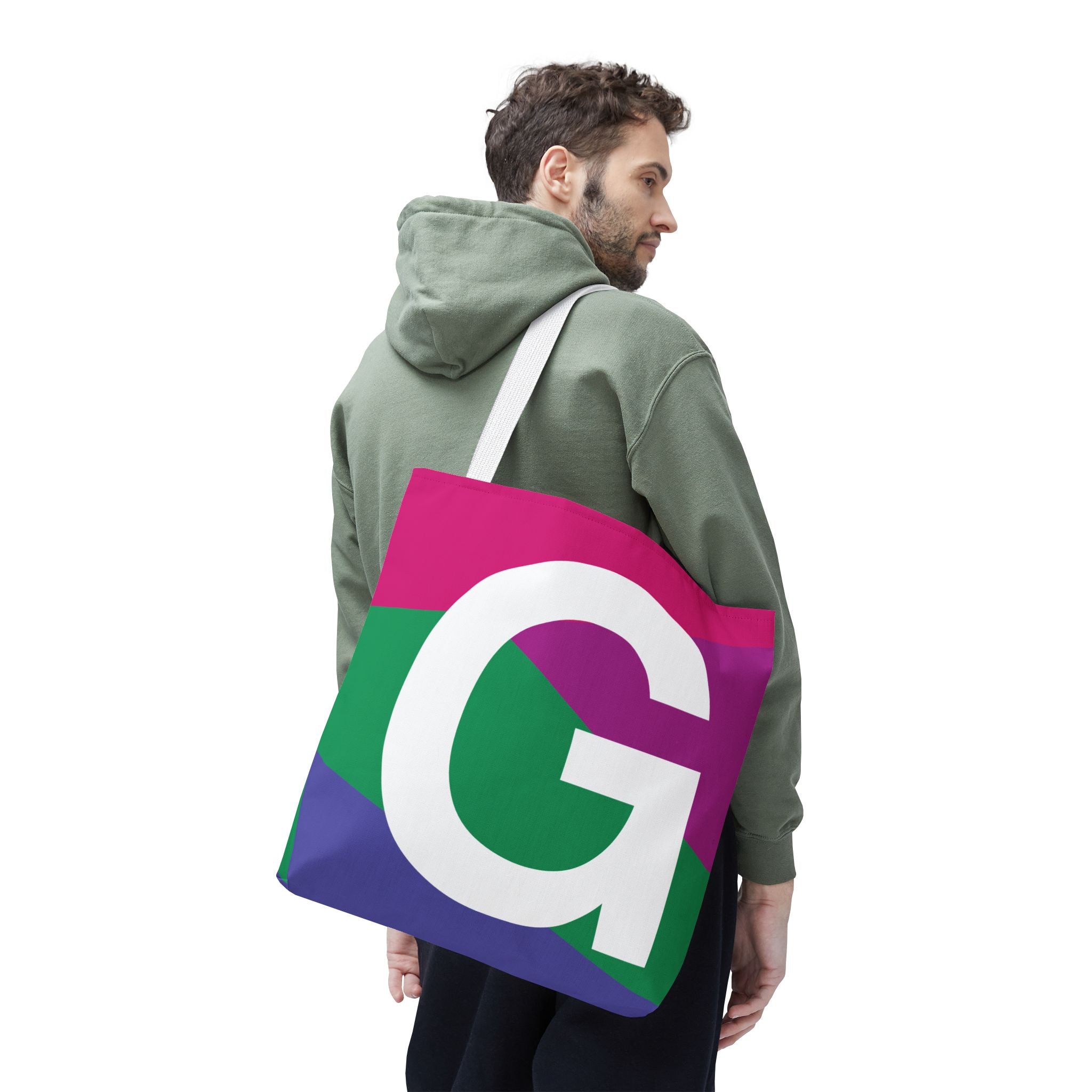 Monogram 'G' Colorblock Tote Bag — Personalized Initial G Shoulder Tote