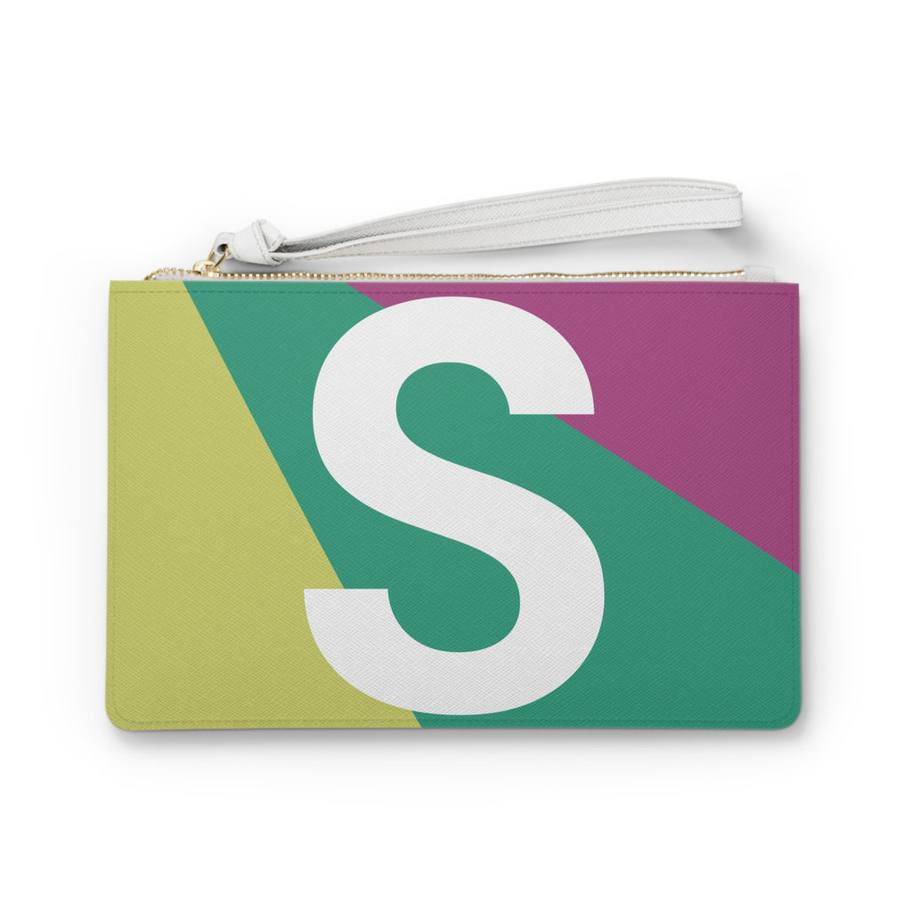 Monogram 'S' Colorblock Clutch Bag — Bold Geometric Wristlet for Everyday & Gifts
