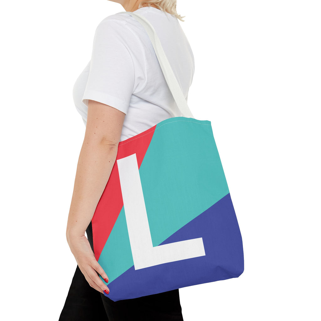 Monogram 'L' Colorblock Tote Bag — Personalized Initial L Shoulder Tote