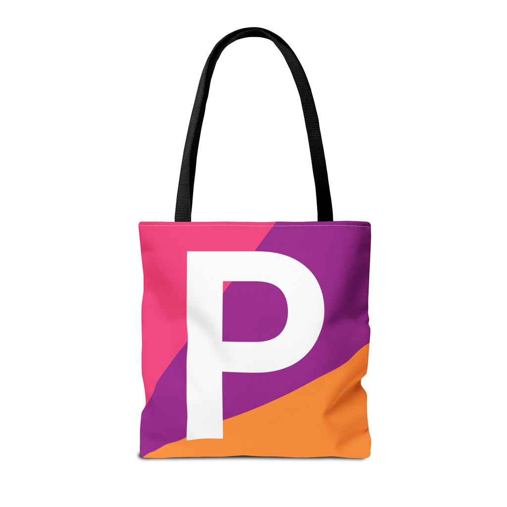 Monogram 'P' Colorblock Tote Bag — Personalized Initial P Shoulder Tote