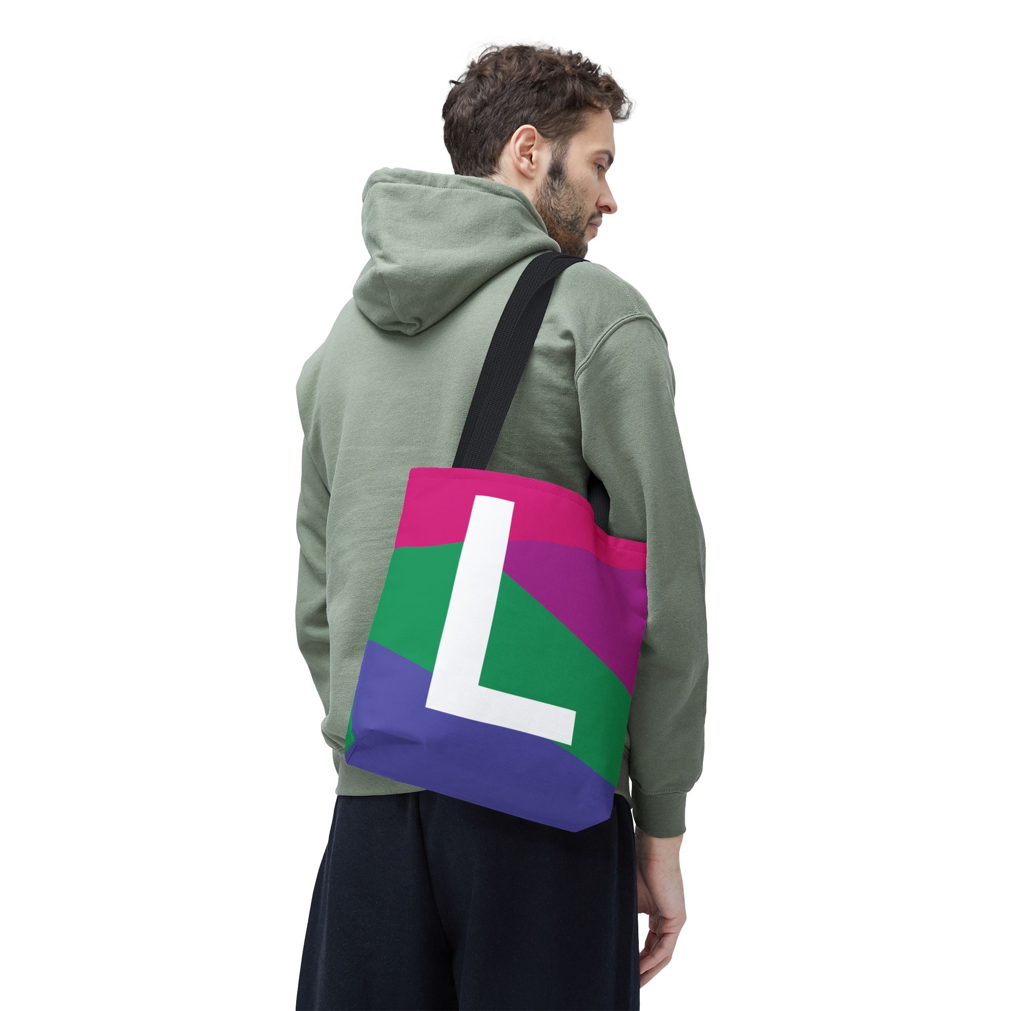 Monogram 'L' Colorblock Tote Bag — Personalized Initial L Shoulder Tote