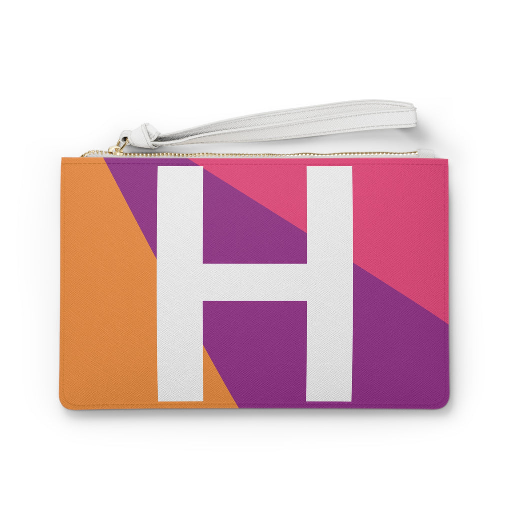 Monogram 'H' Colorblock Clutch Bag — Bold Geometric Wristlet for Everyday & Gifts