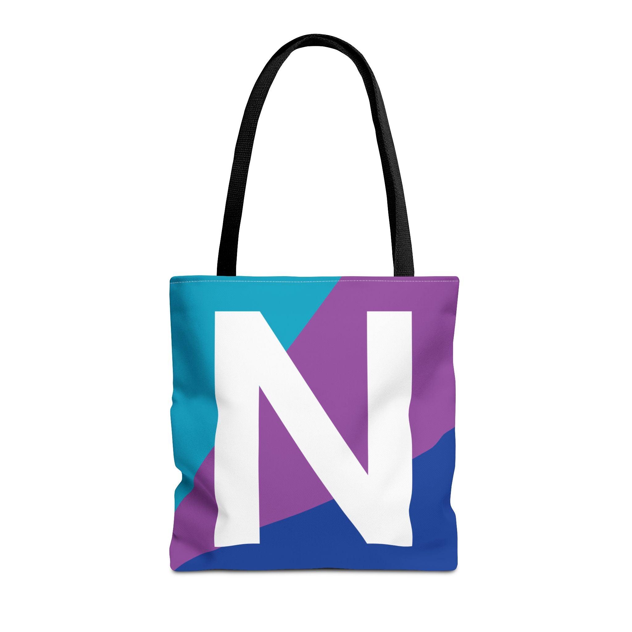 Monogram 'N' Colorblock Tote Bag — Personalized Initial N Shoulder Tote