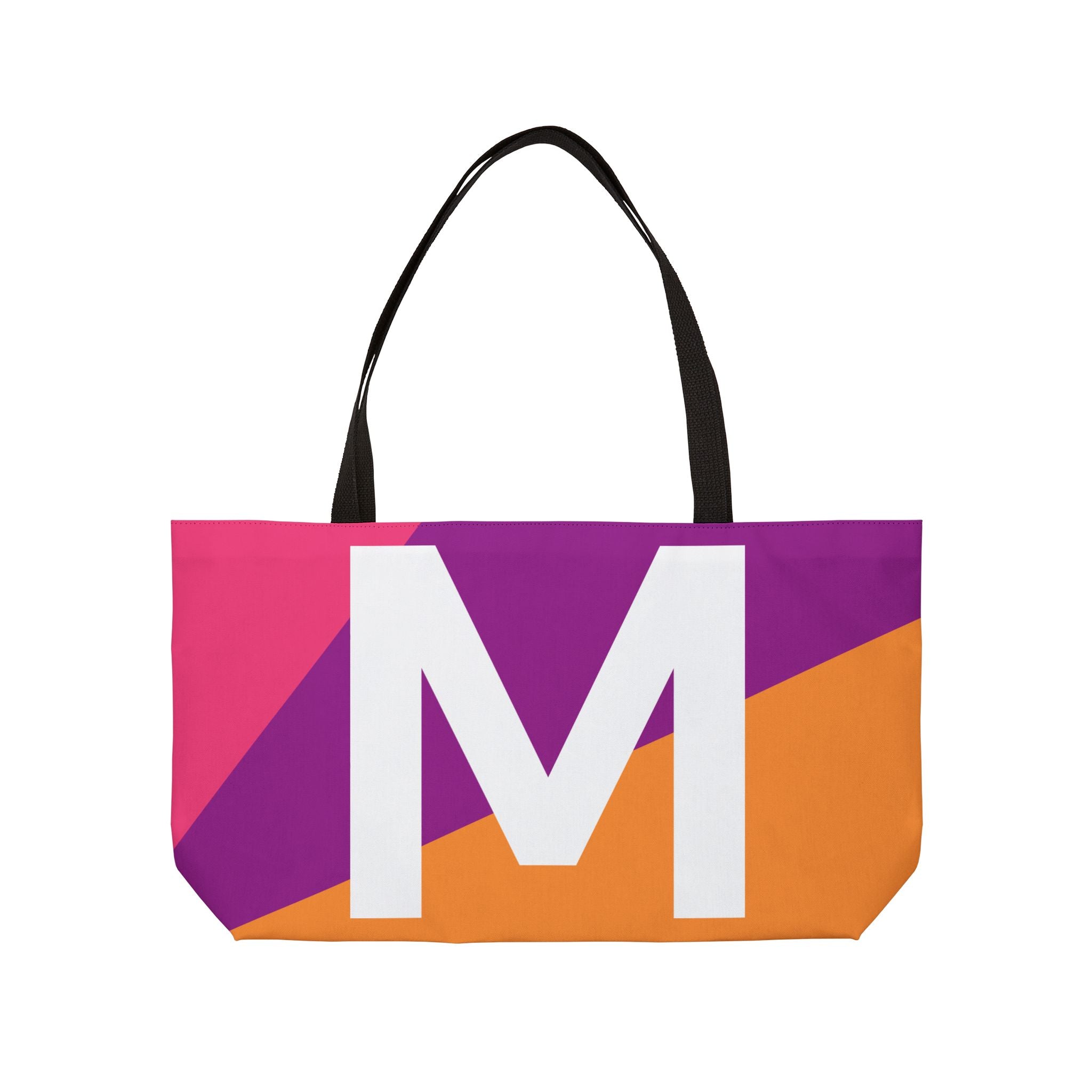 Personalized 'M' Colorblock Tote Bag — Monogram Weekender Tote