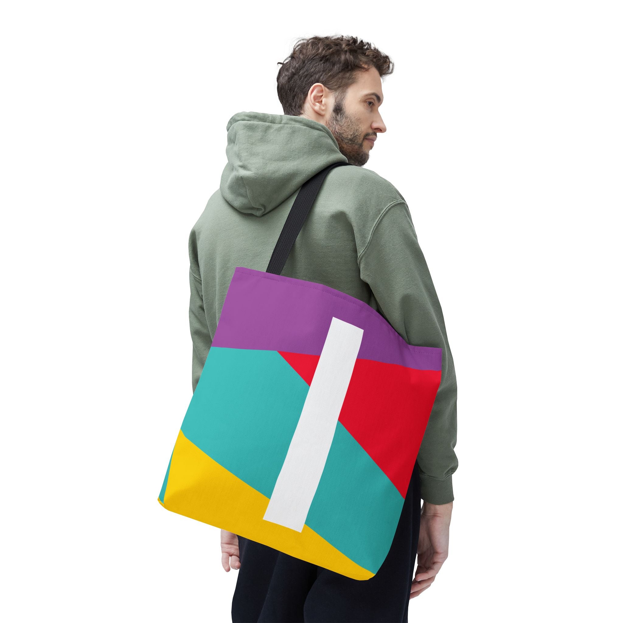 Monogram 'I' Colorblock Tote Bag — Personalized Initial I Shoulder Tote