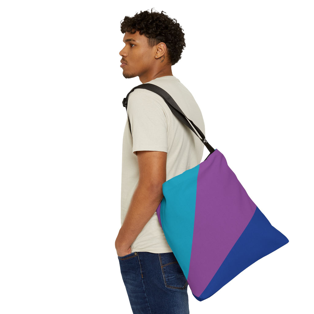 Colorblock Geometric Tote Bag — Adjustable Strap, Bright Abstract Pattern