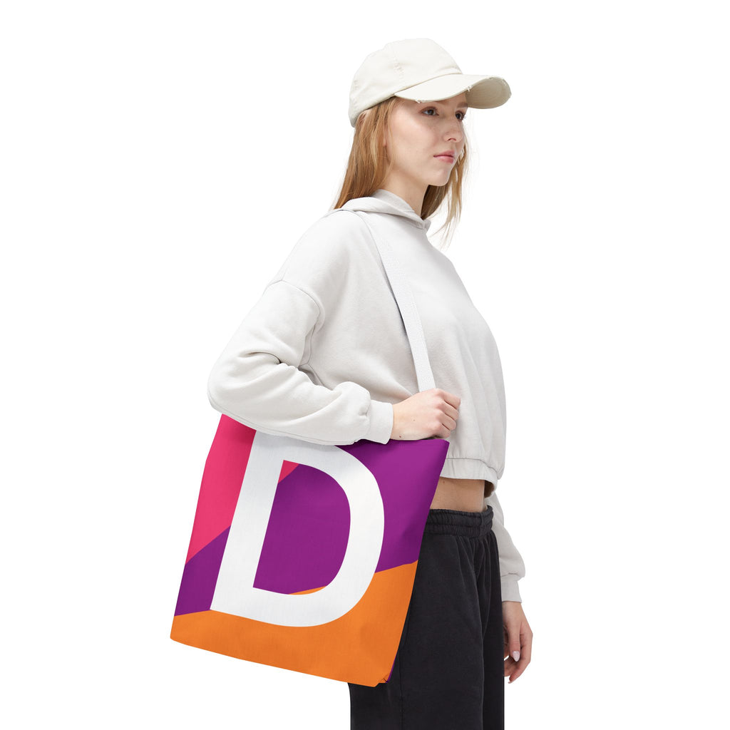 Monogram 'D' Colorblock Tote Bag — Personalized Initial D Shoulder Tote