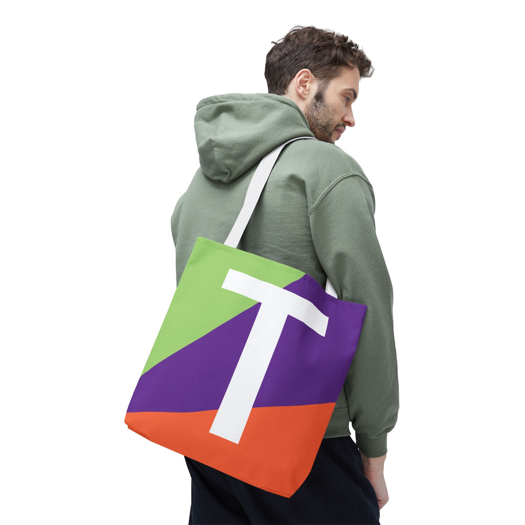 Monogram 'T' Colorblock Tote Bag — Personalized Initial T Shoulder Tote