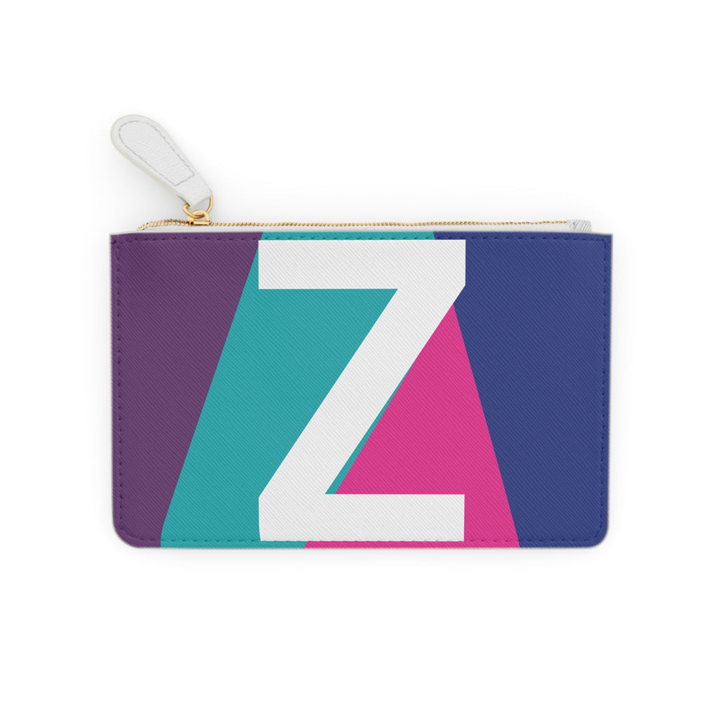 Initial Z Mini Clutch — Colorblock Monogram Wristlet Wallet
