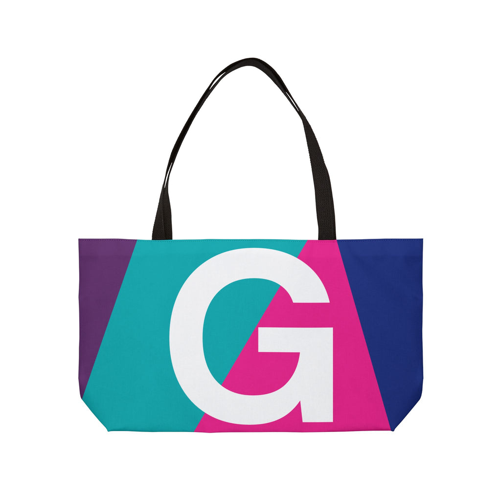Personalized 'G' Colorblock Tote Bag — Monogram Weekender Tote