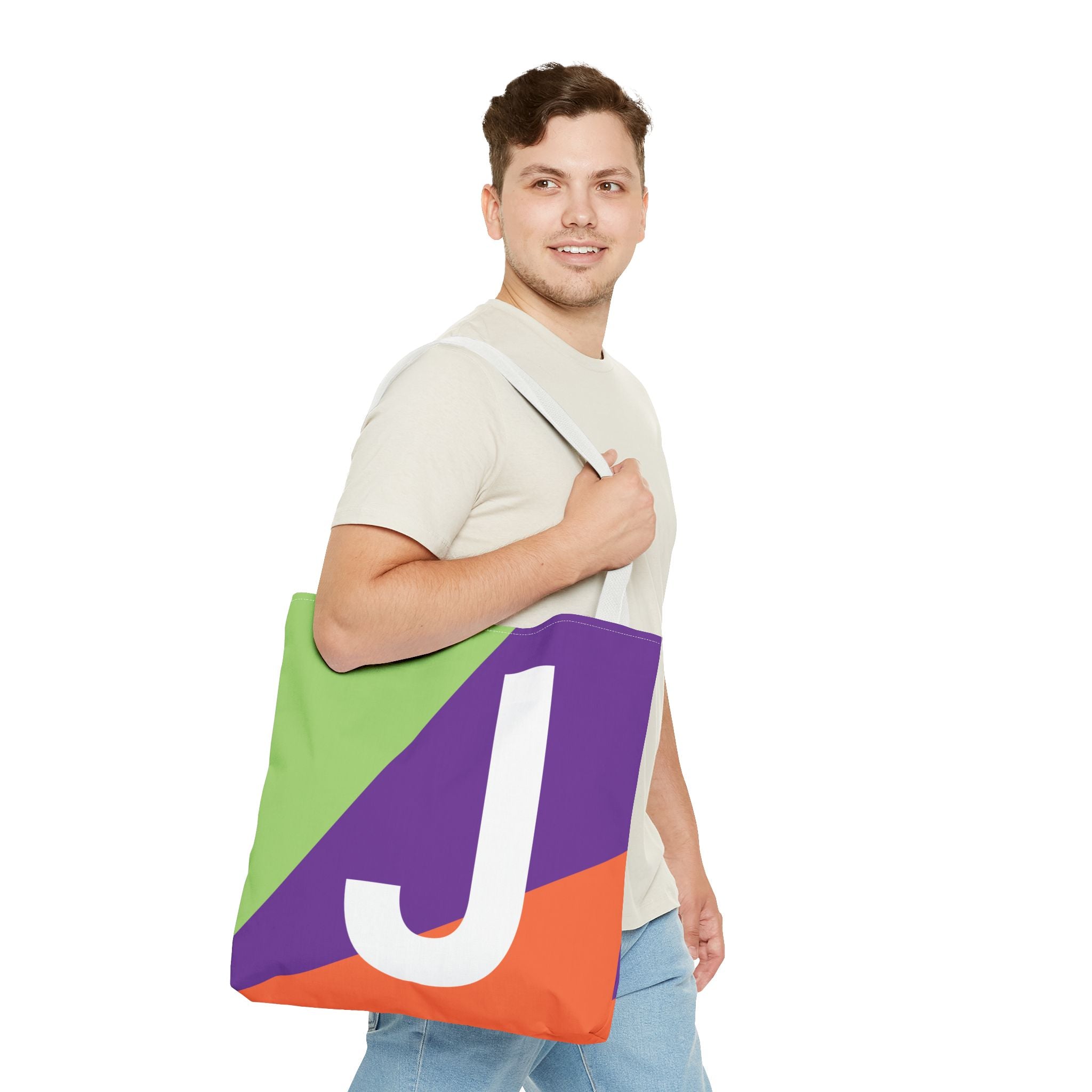 Monogram 'J' Colorblock Tote Bag — Personalized Initial J Shoulder Tote