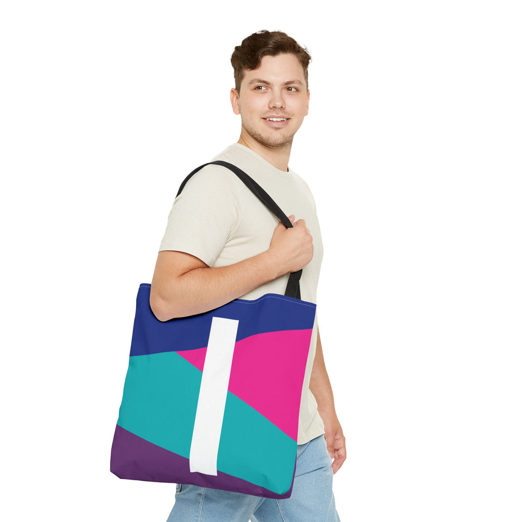 Monogram 'I' Colorblock Tote Bag — Personalized Initial I Shoulder Tote