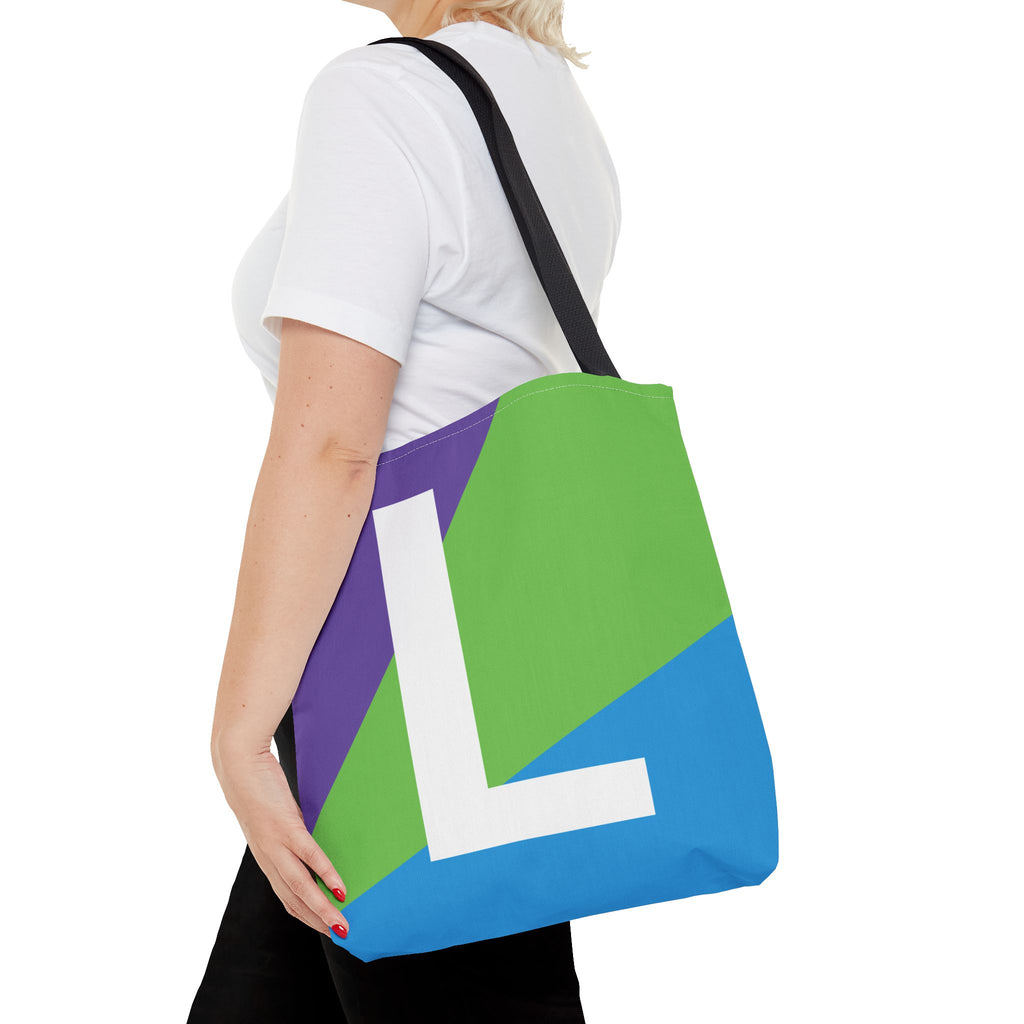Monogram 'L' Colorblock Tote Bag — Personalized Initial L Shoulder Tote