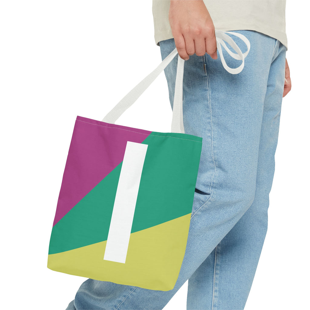 Monogram 'I' Colorblock Tote Bag — Personalized Initial I Shoulder Tote