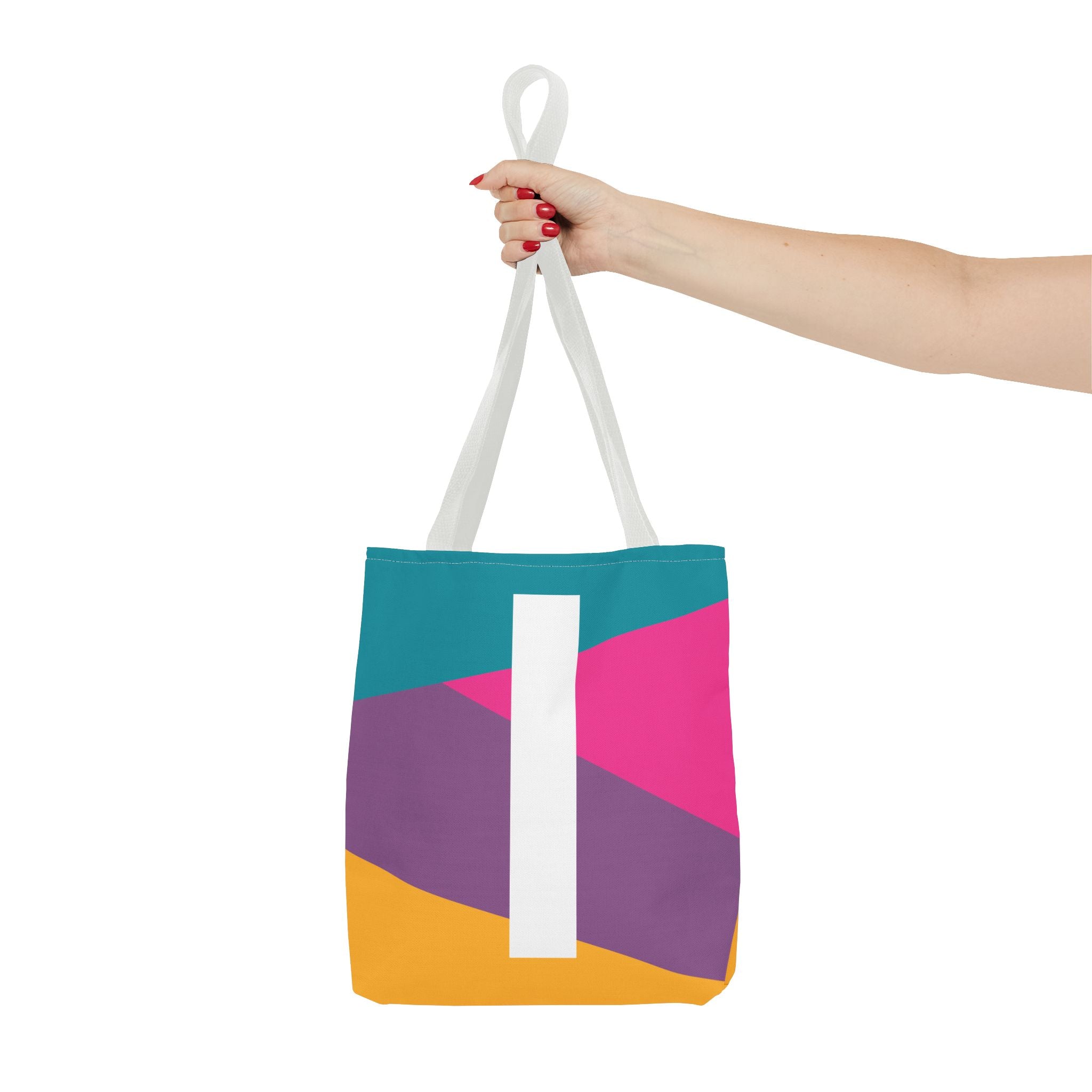 Monogram 'I' Colorblock Tote Bag — Personalized Initial I Shoulder Tote