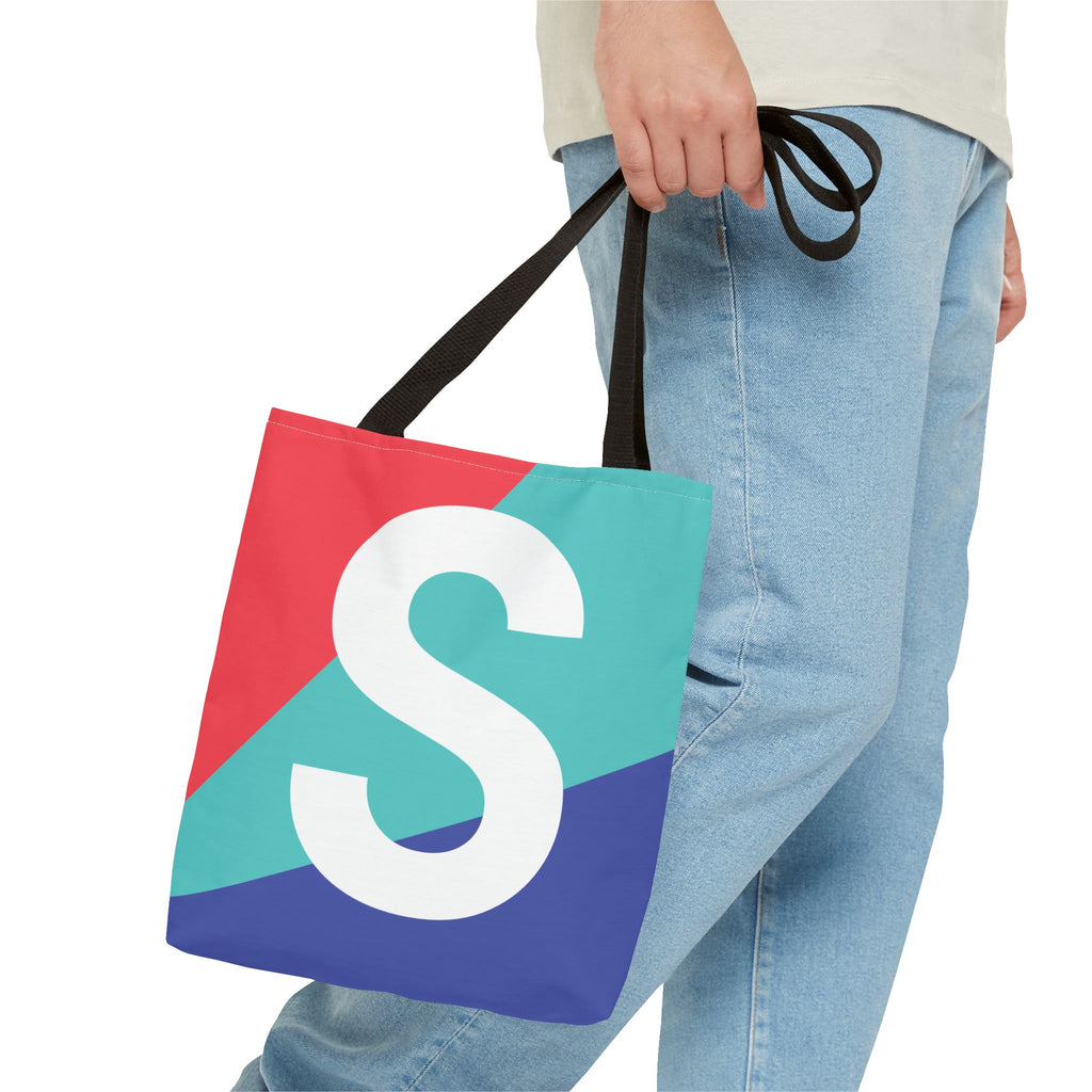 Monogram 'S' Colorblock Tote Bag — Personalized Initial S Shoulder Tote