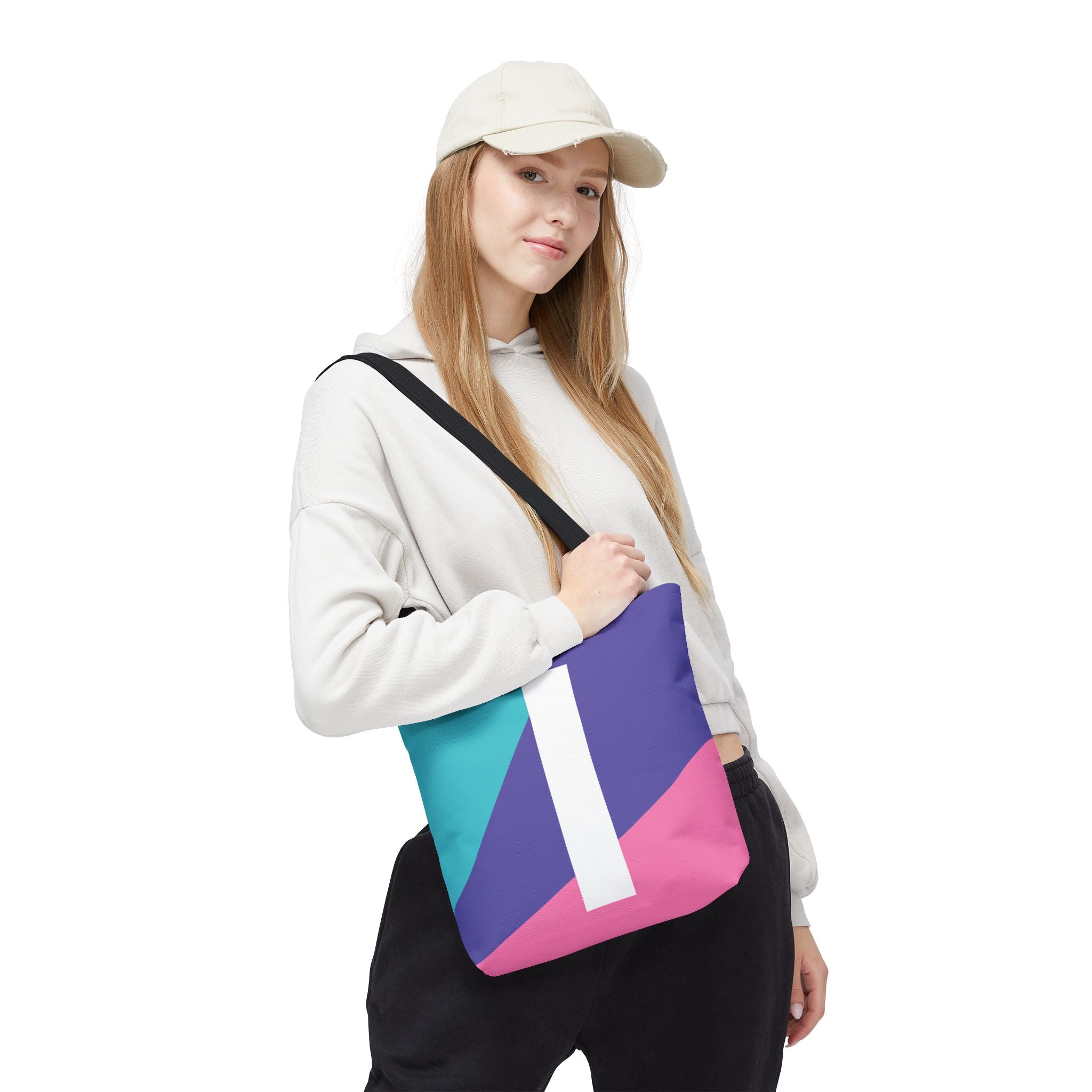 Monogram 'I' Colorblock Tote Bag — Personalized Initial I Shoulder Tote