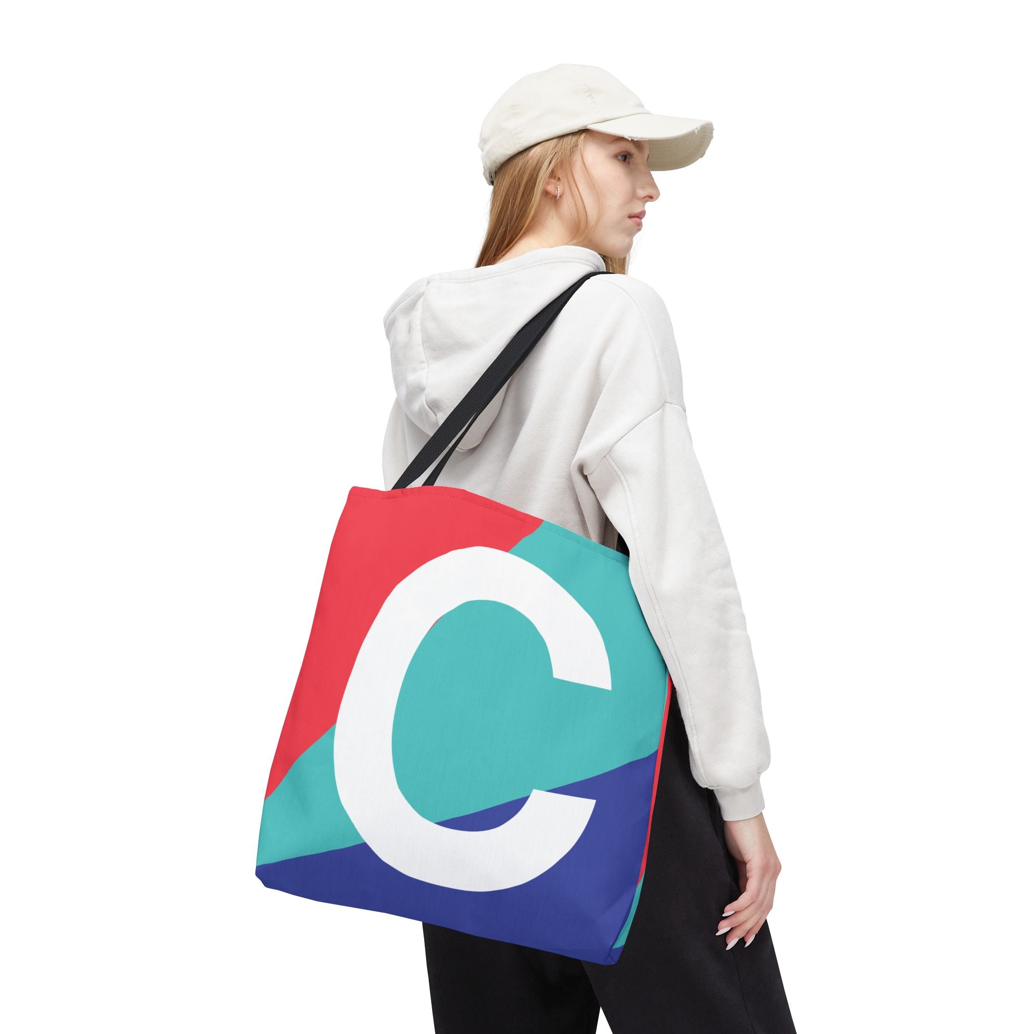 Monogram 'C' Colorblock Tote Bag — Personalized Initial C Shoulder Tote