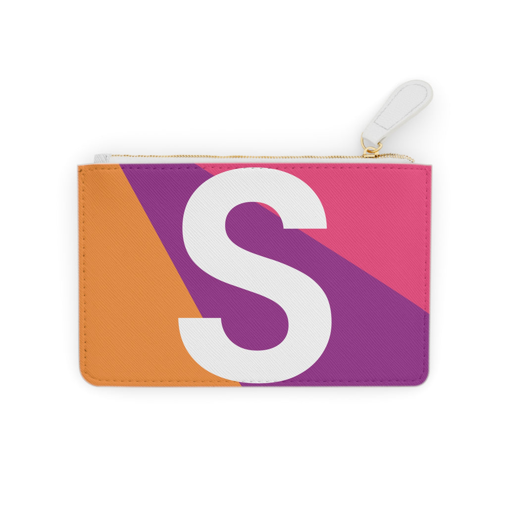 Initial S Mini Clutch — Colorblock Monogram Wristlet Wallet