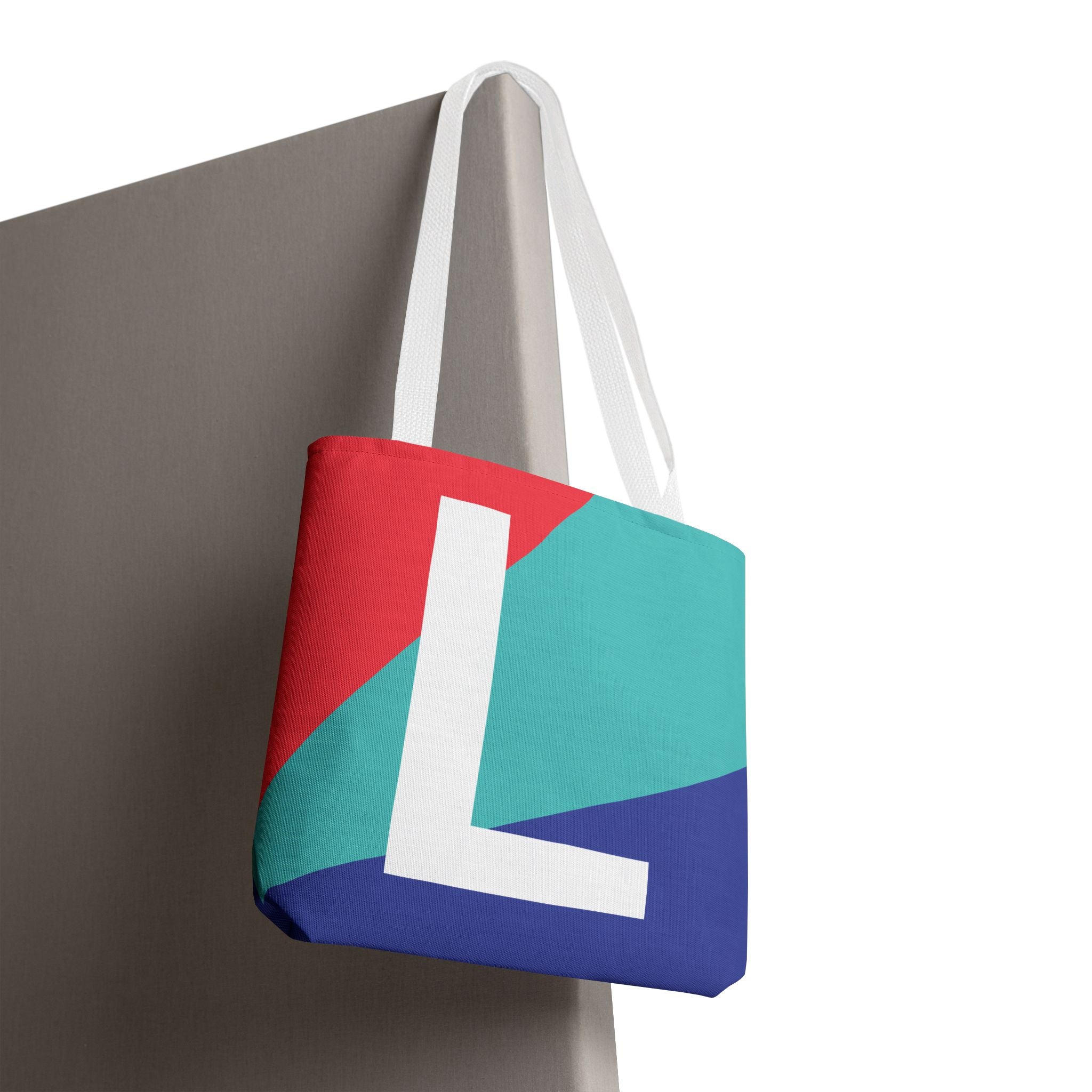 Monogram 'L' Colorblock Tote Bag — Personalized Initial L Shoulder Tote