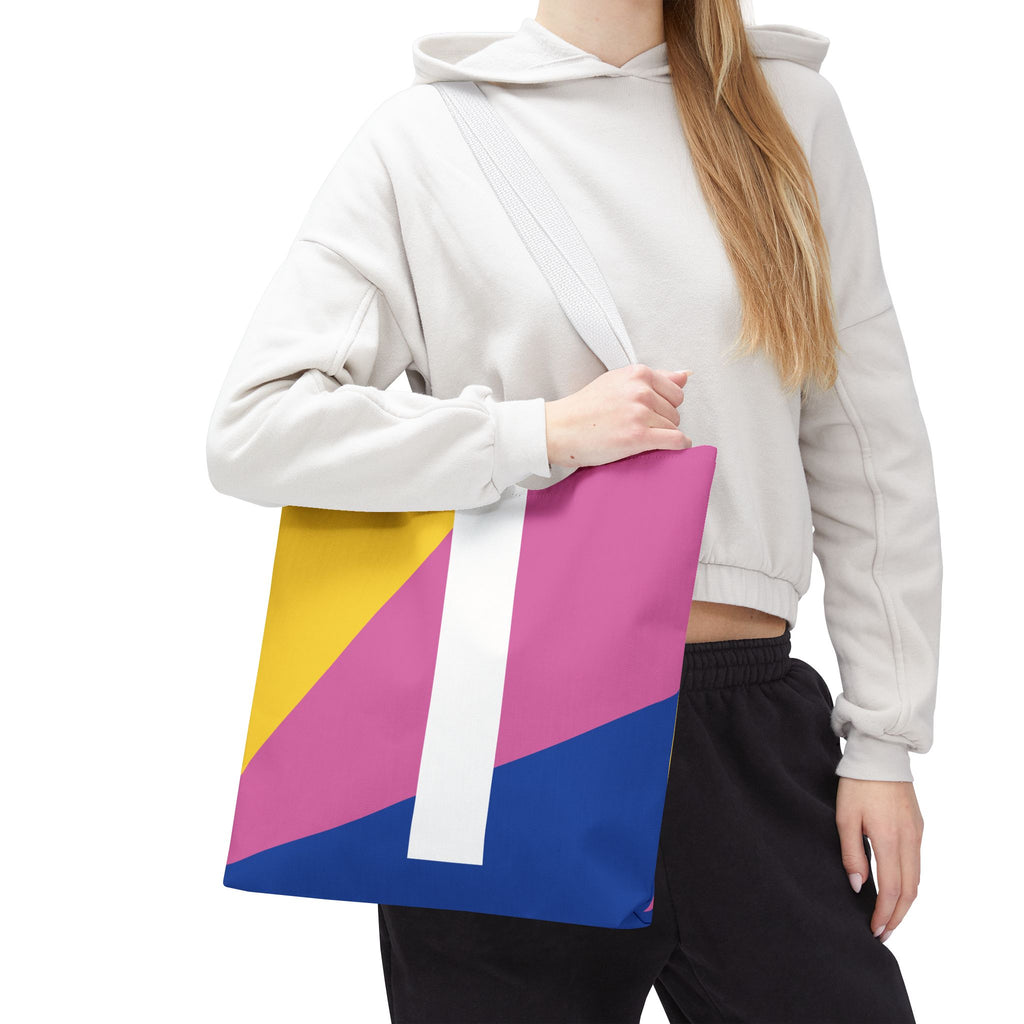 Monogram 'I' Colorblock Tote Bag — Personalized Initial I Shoulder Tote
