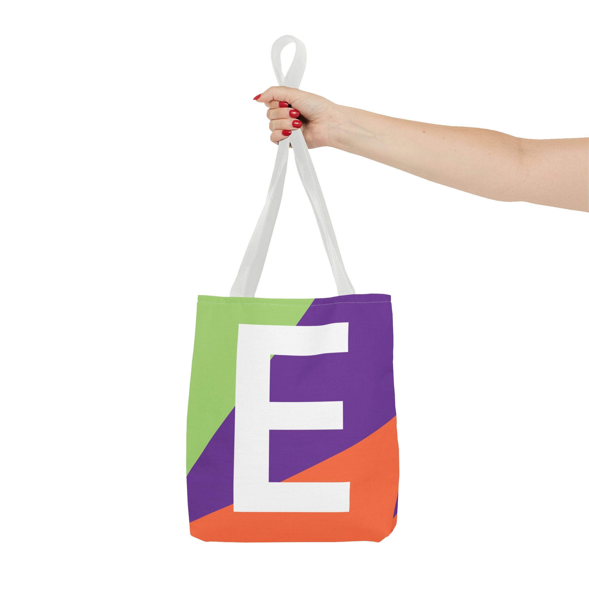 Monogram 'E' Colorblock Tote Bag — Personalized Initial E Shoulder Tote