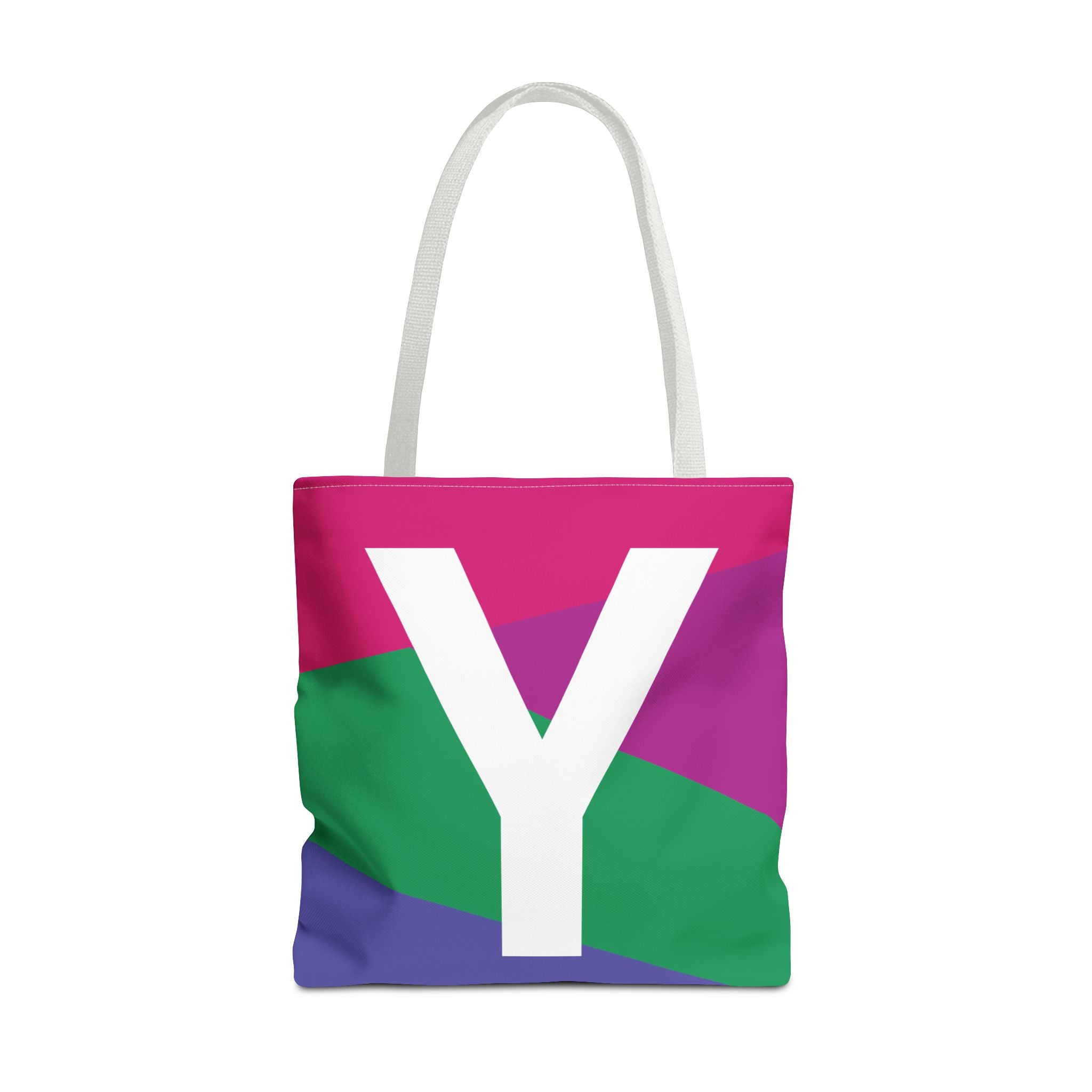 Monogram 'Y' Colorblock Tote Bag — Personalized Initial Y Shoulder Tote