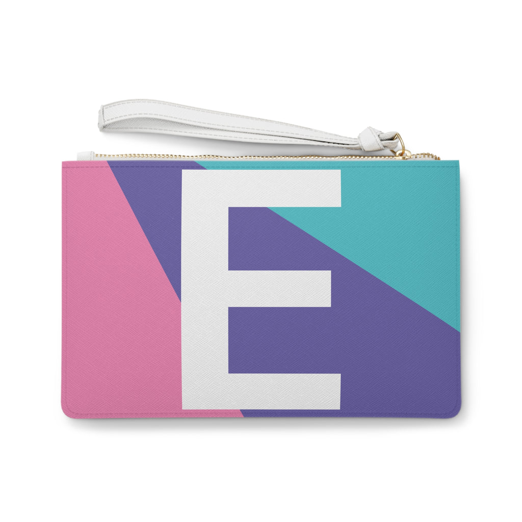 Monogram 'E' Colorblock Clutch Bag — Bold Geometric Wristlet for Everyday & Gifts