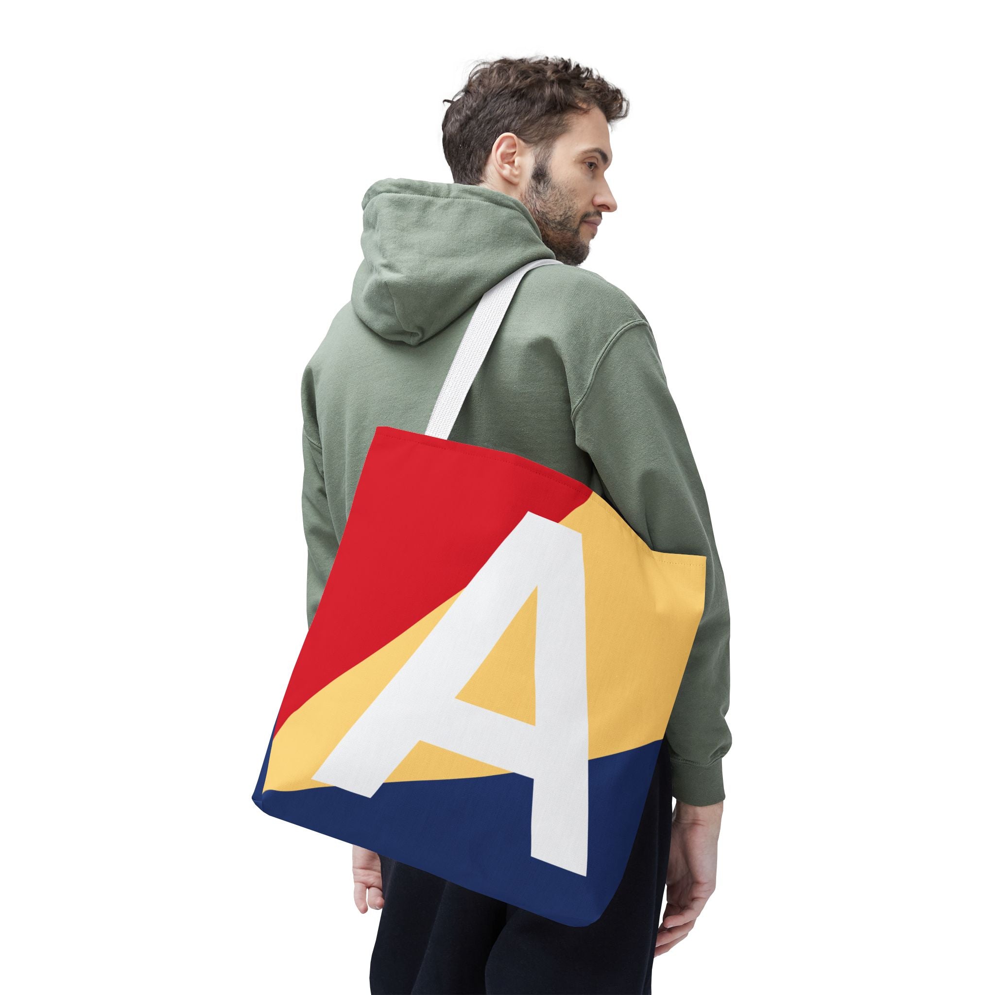 Monogram 'A' Colorblock Tote Bag — Personalized Initial A Shoulder Tote