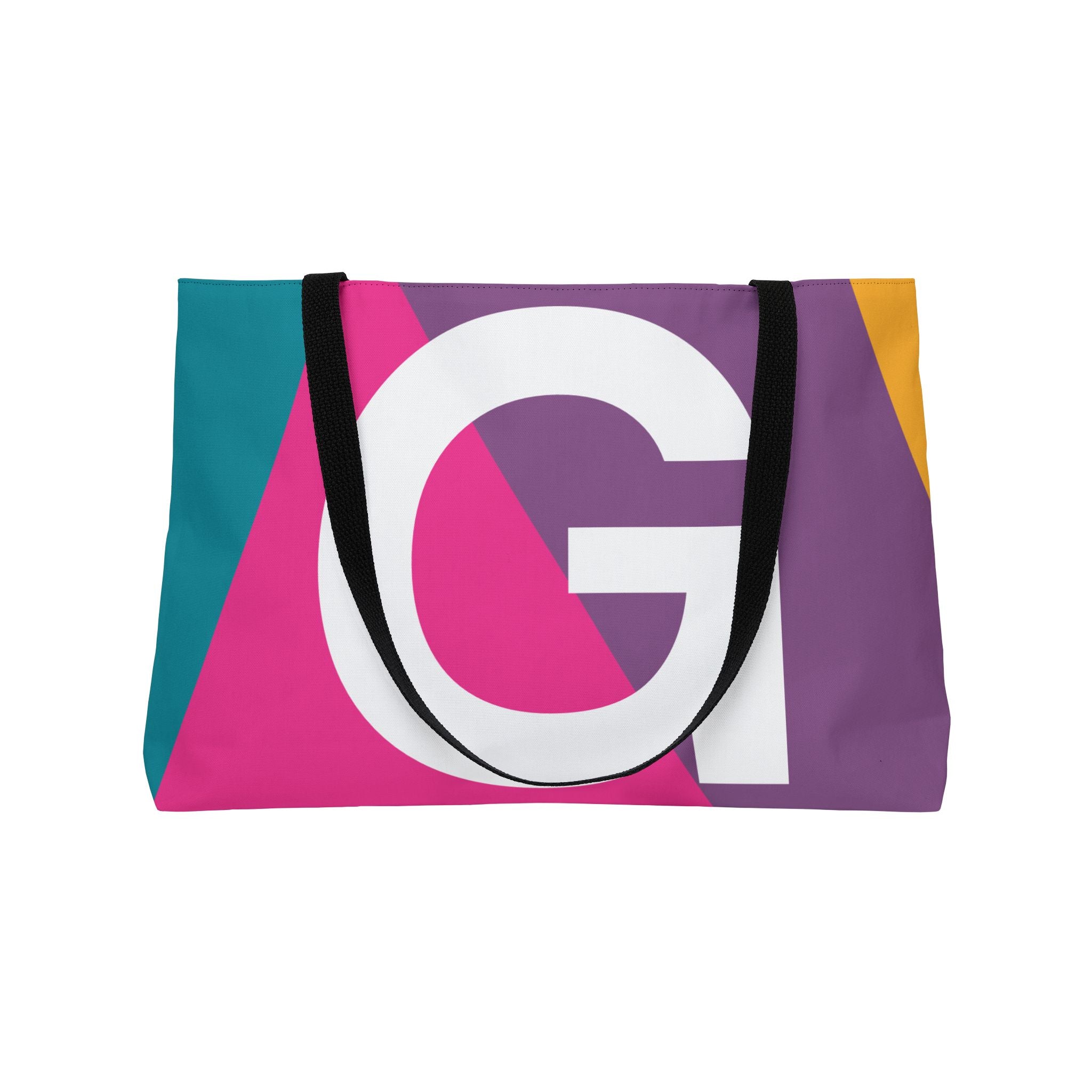 Personalized 'G' Colorblock Tote Bag — Monogram Weekender Tote